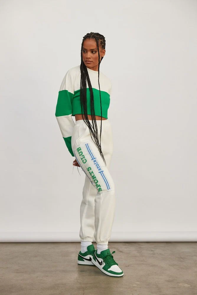 ATOIR SPORTS CLUB Womens Team Player Crop Jumper - White & Kelly Green - Image 11