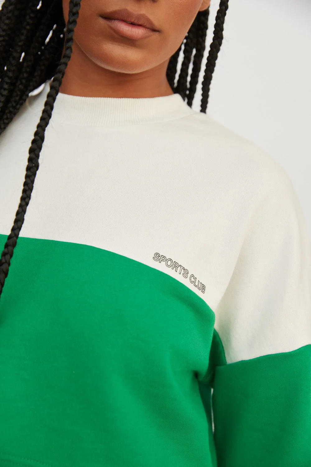 ATOIR SPORTS CLUB Womens Team Player Crop Jumper - White & Kelly Green - Image 4