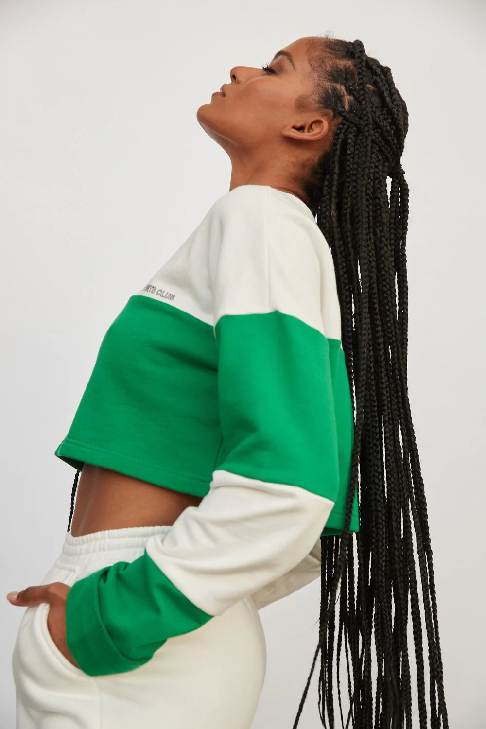 ATOIR SPORTS CLUB Womens Team Player Crop Jumper - White & Kelly Green - Image 5