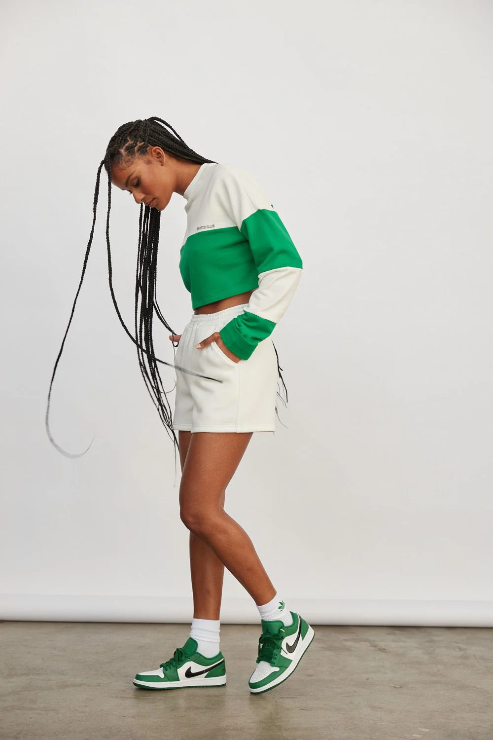ATOIR SPORTS CLUB Womens Team Player Crop Jumper - White & Kelly Green - Image 9