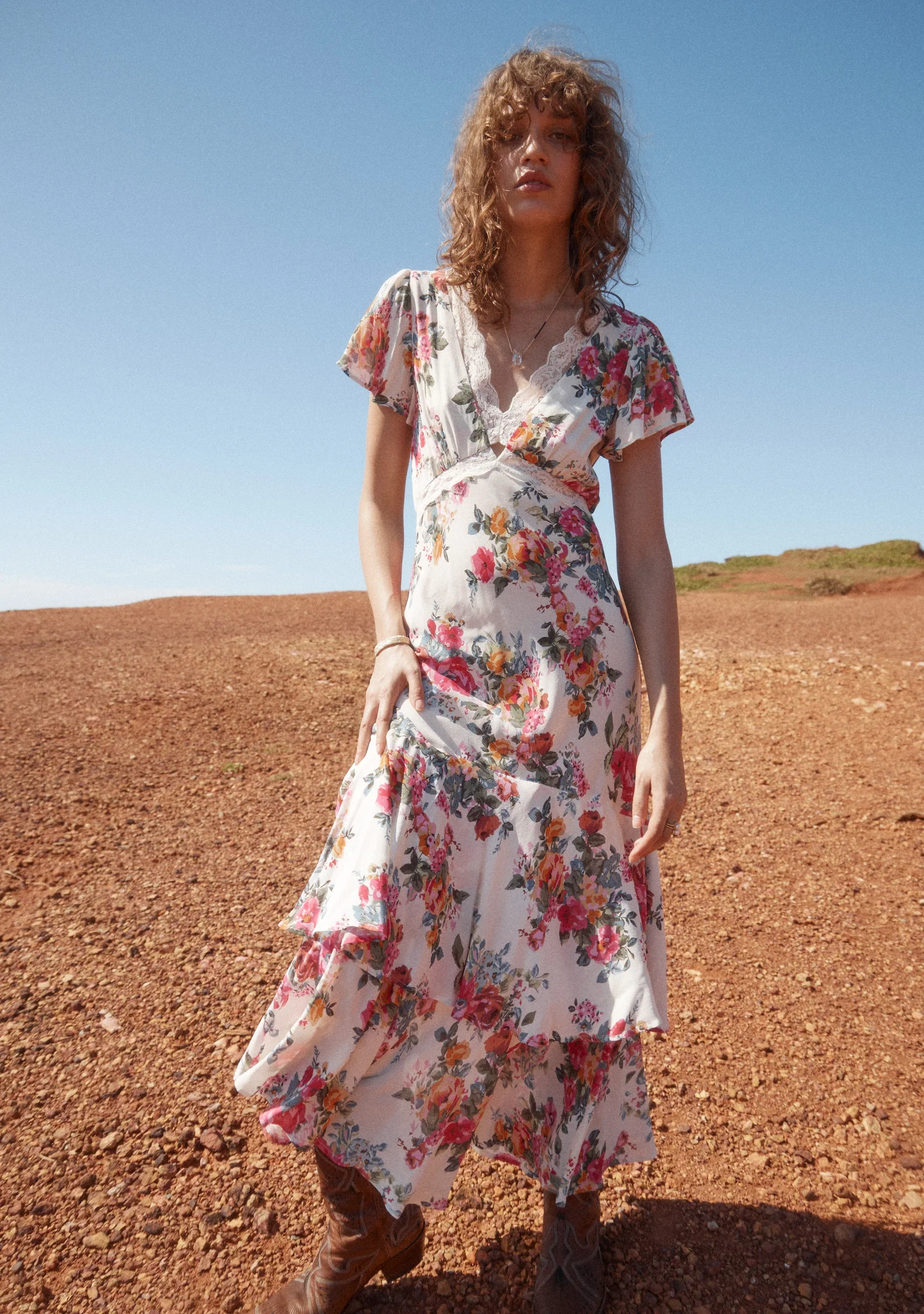 AUGUSTE THE LABEL Womens Allison Midi Dress - Off White - Image 5