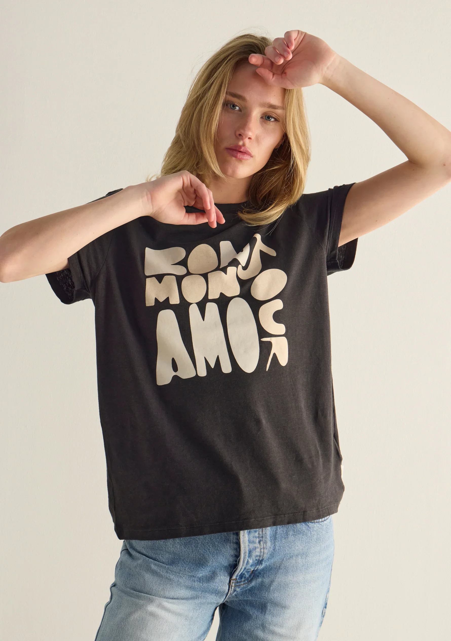 AUGUSTE THE LABEL Womens Bonjour Classic Tee in Black - Image 3