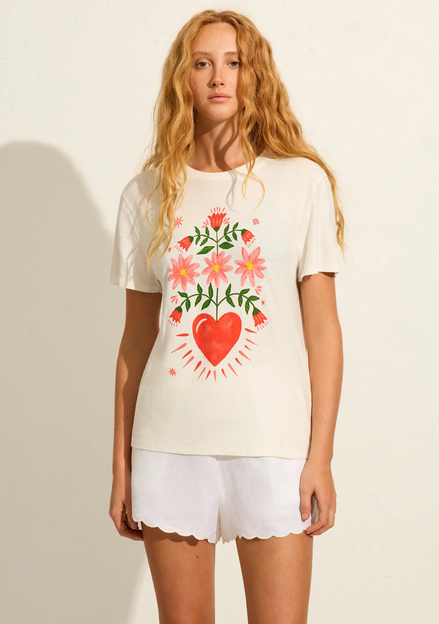 AUGUSTE THE LABEL Womens Fallen Hearts Classic Tee - Off White - Image 2