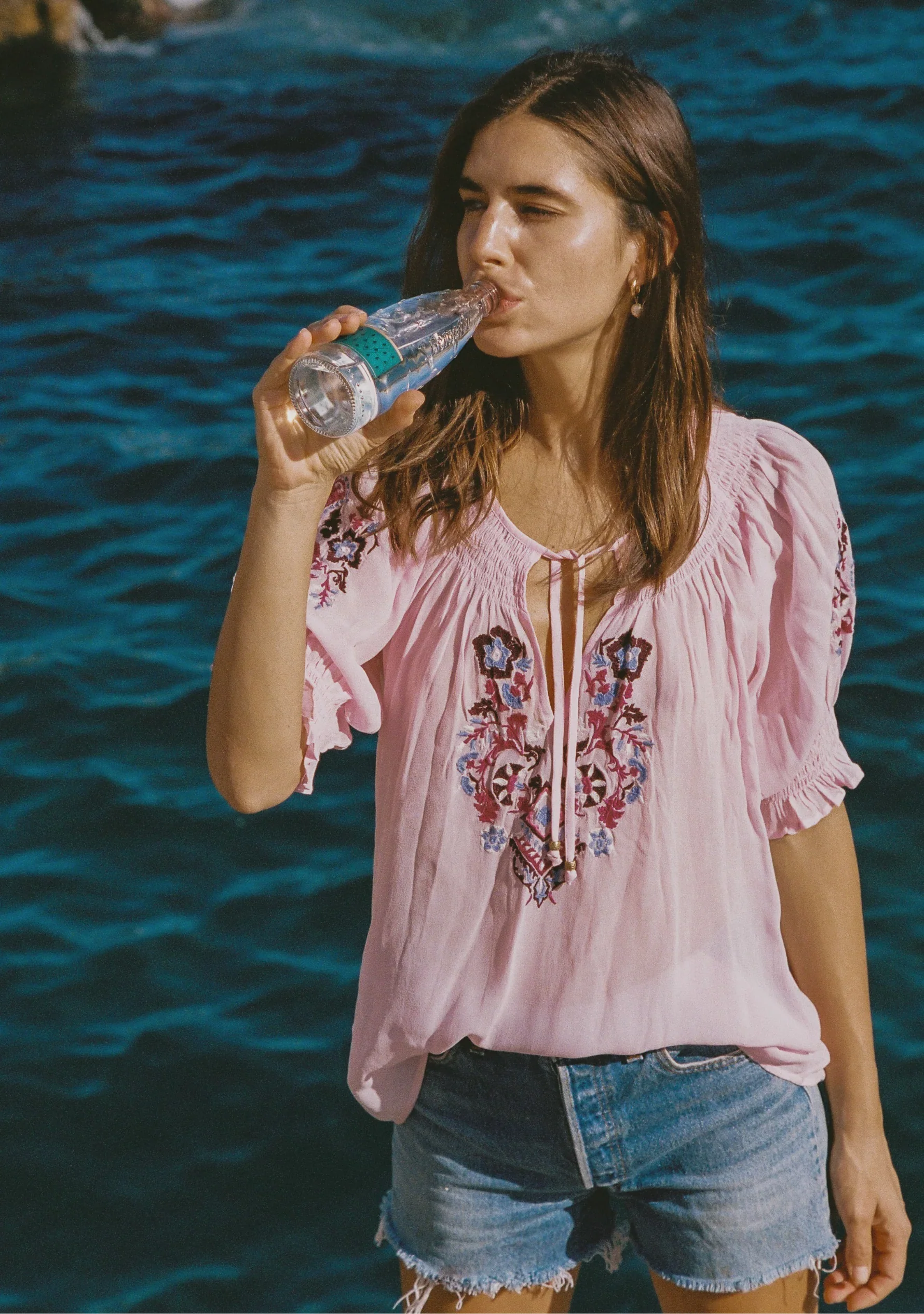 AUGUSTE THE LABEL Womens Indra Embroidered Blouse in Pink