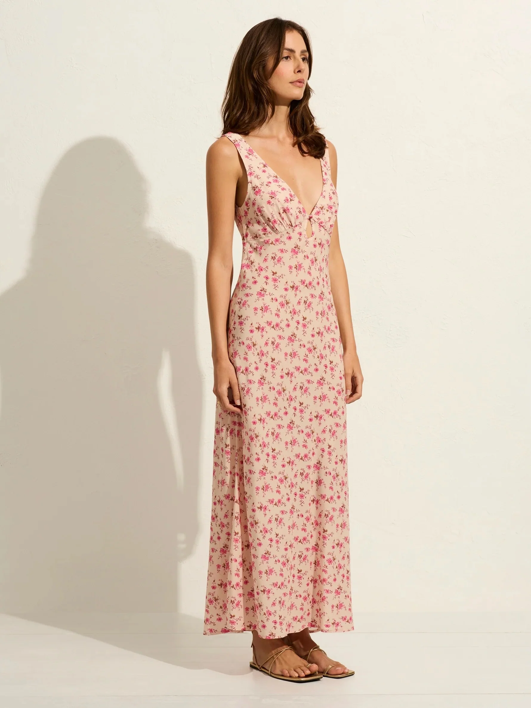 AUGUSTE THE LABEL Womens Iona Midi Dress -  Oat Eloise Ditsy Floral - Image 4