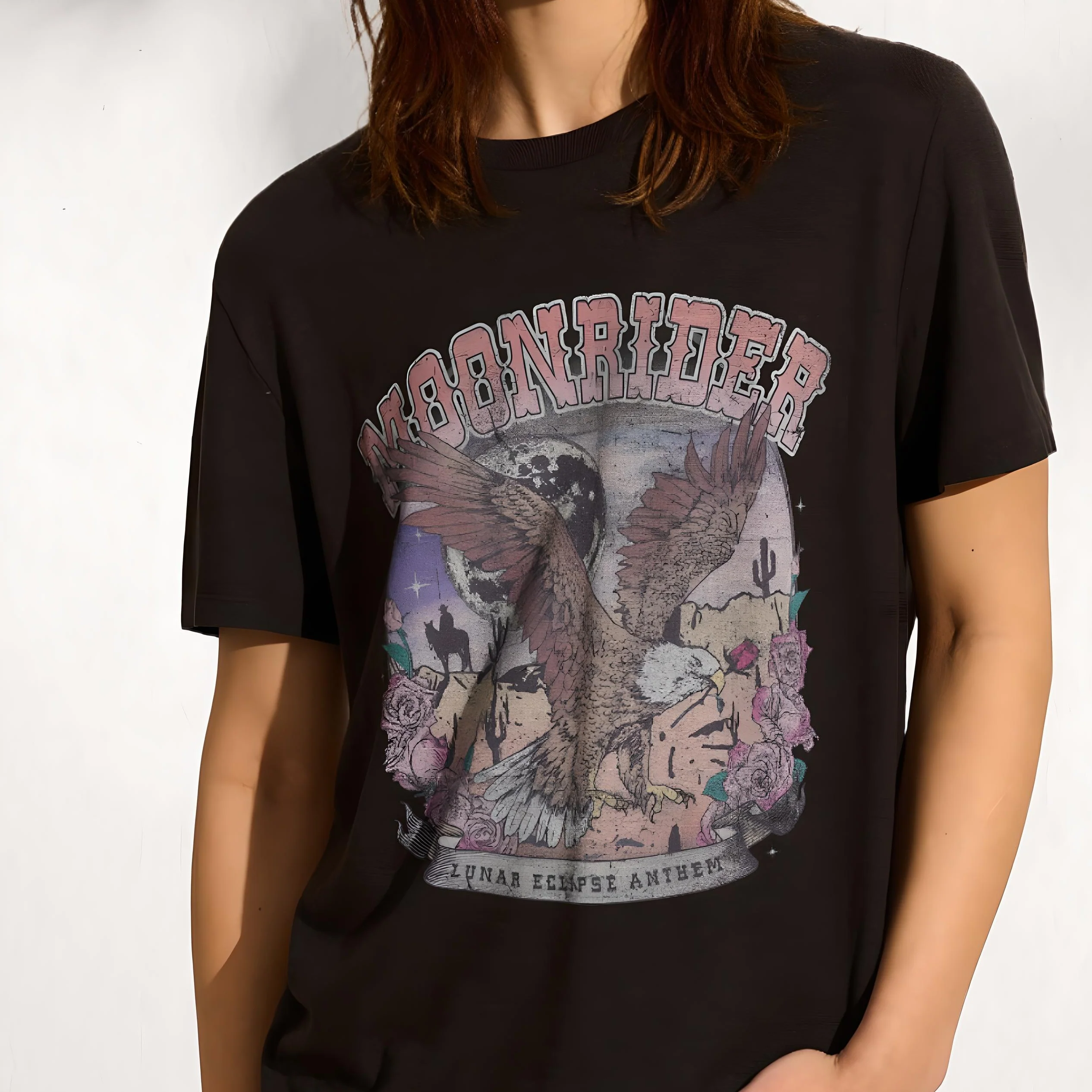 AUGUSTE THE LABEL Womens Moonrider Classic Tee - Washed Black - Image 2