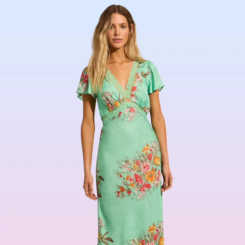AUGUSTE THE LABEL Womens Rianne Midi Dress - Leonie Mint Green Floral - Image 3