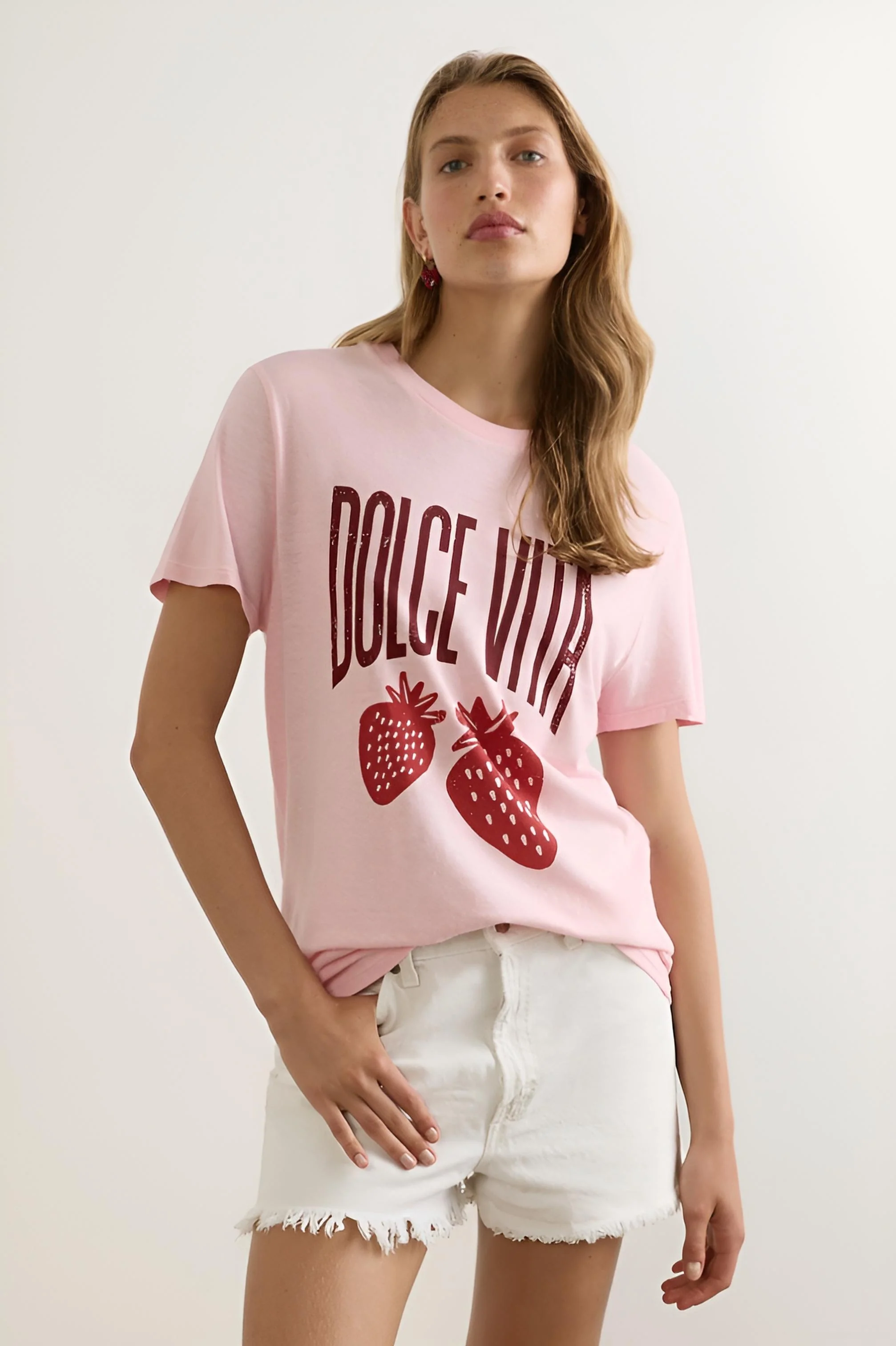 AUGUSTE THE LABEL Womens Sweet Life Classic Tee in Summer Pink