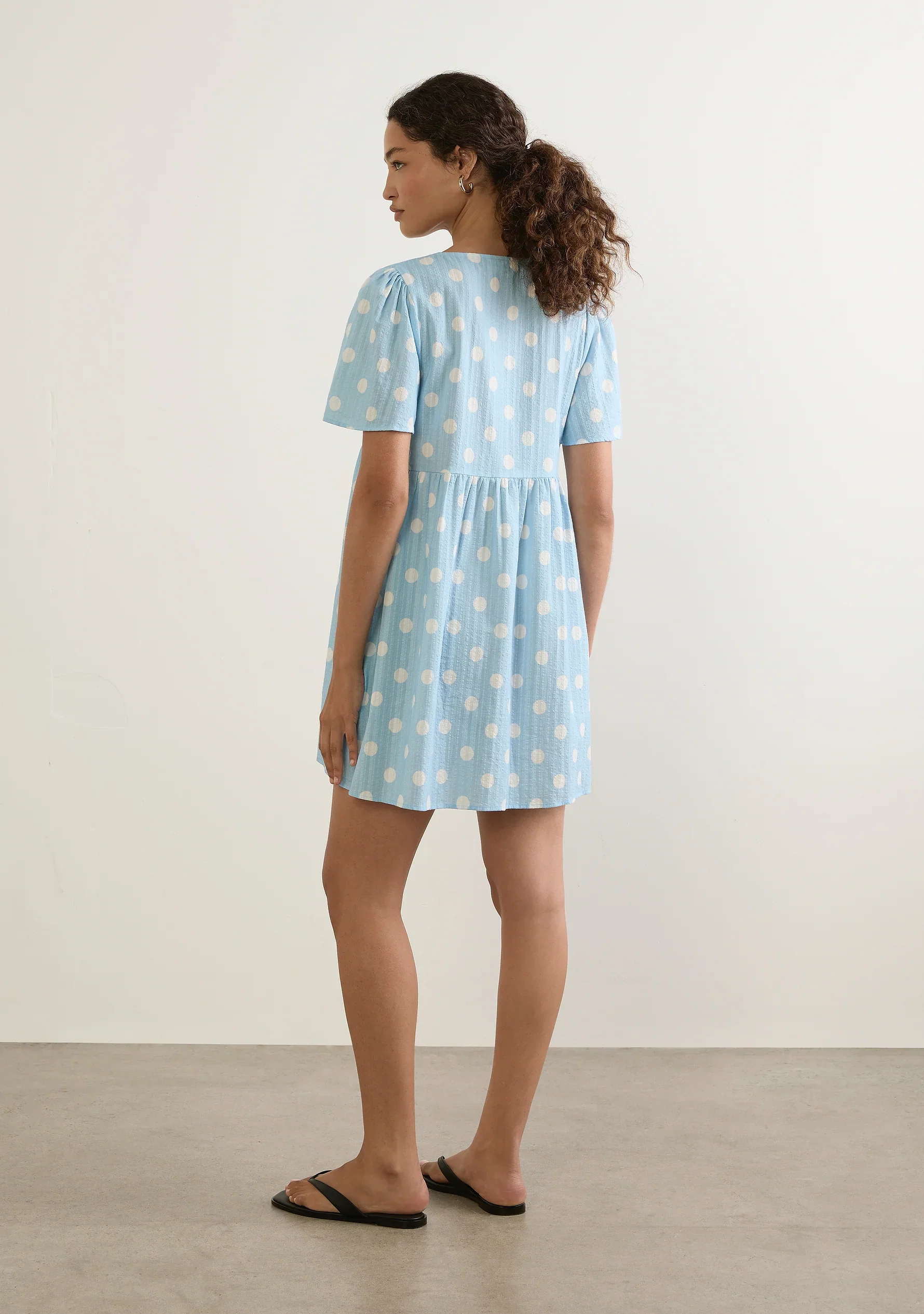 AUGUSTE THE LABEL Womens Valentina Mini Dress in Sky Blue Polka Dot - Image 6