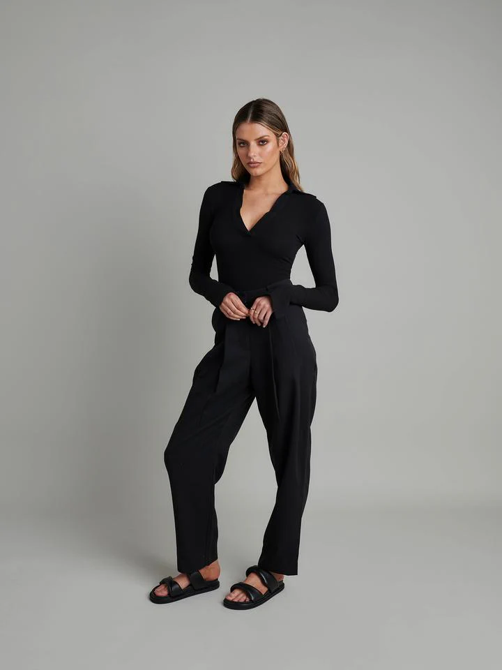 Bayse Brand WOMENS CELINE LONG SLEEVE BODYSUIT - BLACK - Image 4