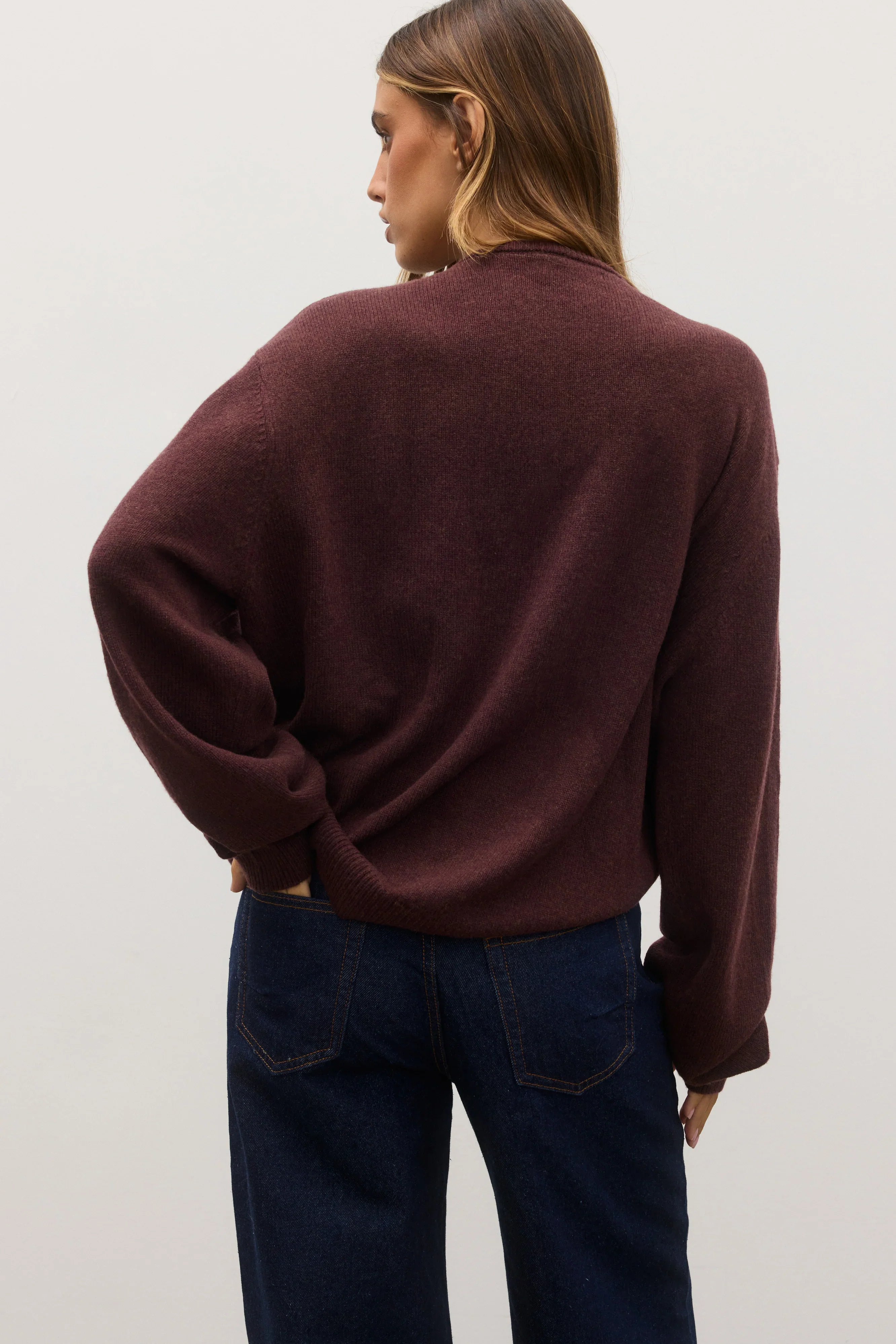 BAYSE BRAND Womens Cora Crew Neck Jumper in Plum - Image 3