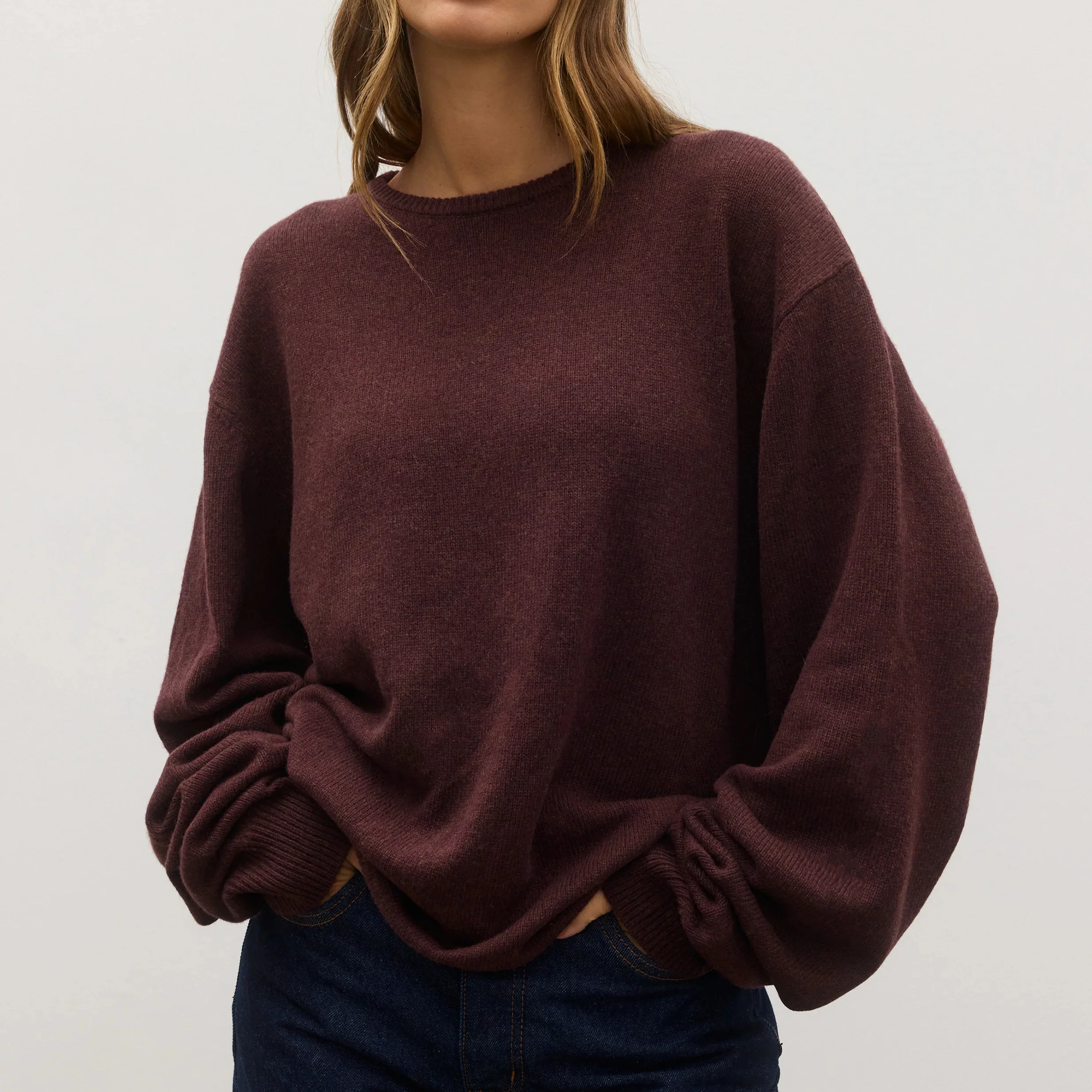 BAYSE BRAND Womens Cora Crew Neck Jumper in Plum - Image 4