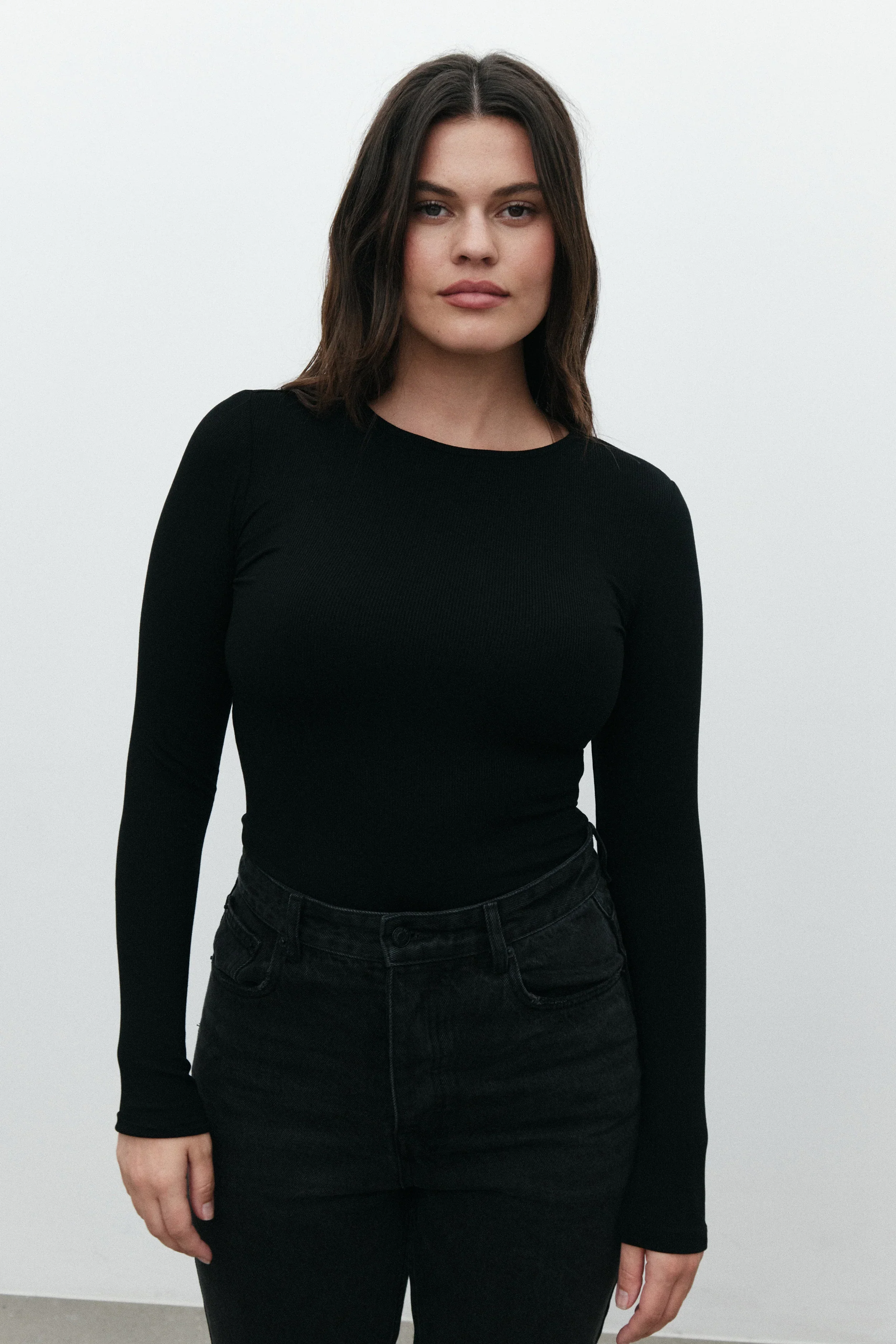 BAYSE BRAND Womens Elise Long Sleeve Bodysuit - Black - Image 7