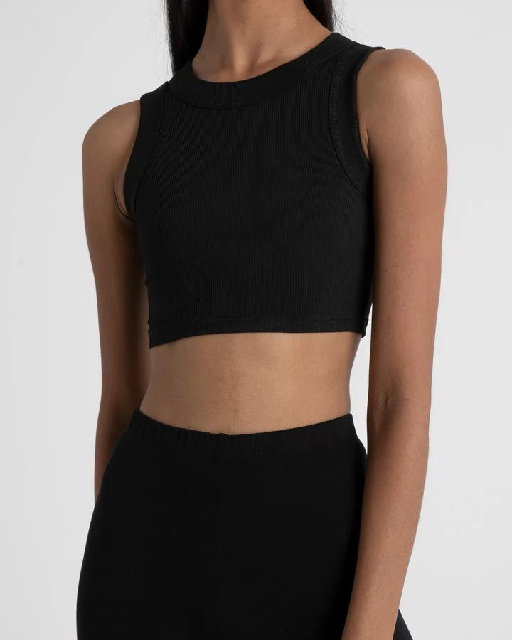 Bayse Brand WOMENS ELOUISE CREW CROP TANK - BLACK - Image 6