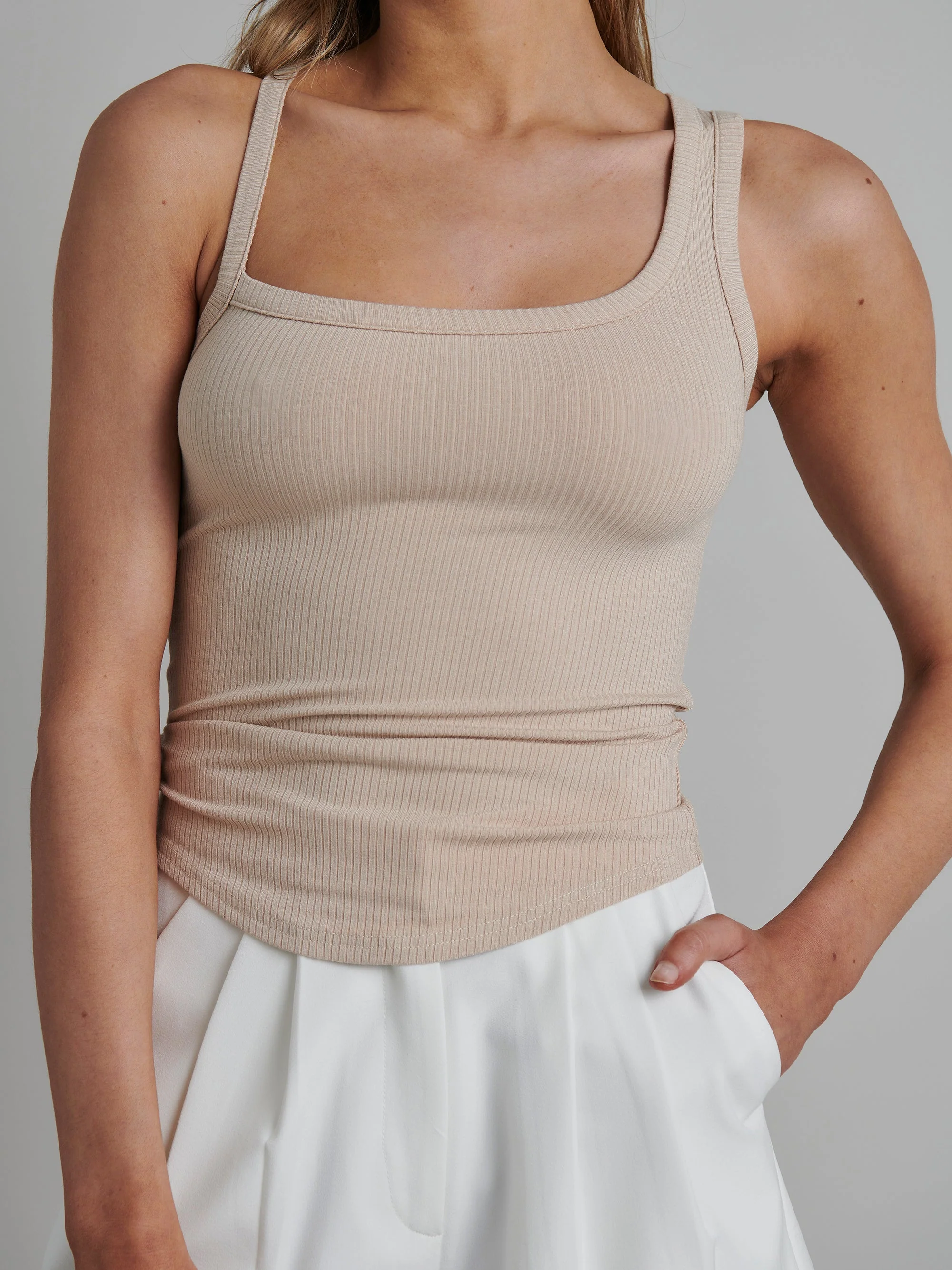 BAYSE BRAND Womens Laila Asymmetric Top - Sand - Image 4