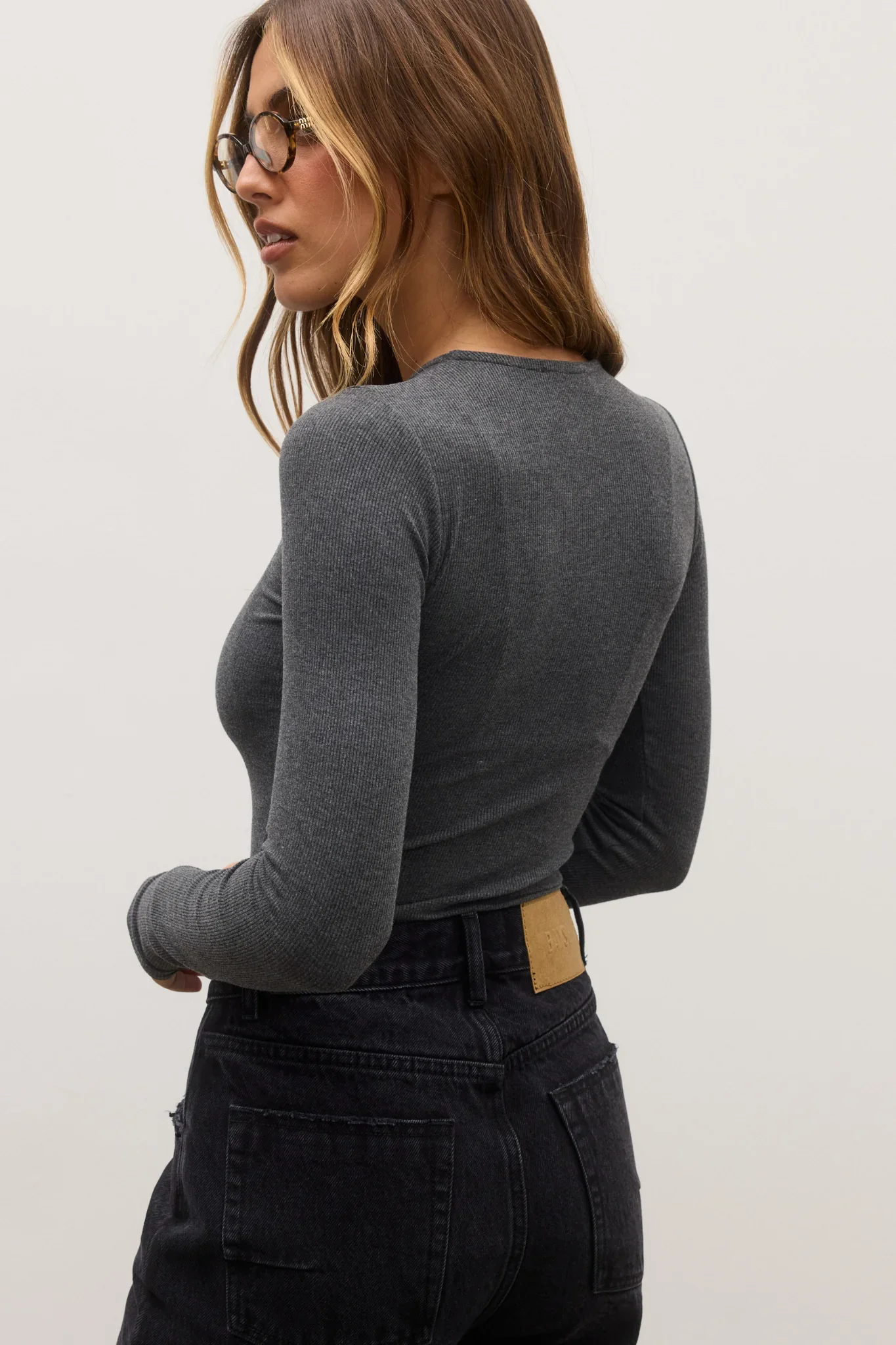 BAYSE BRAND Womens Lara Bodysuit - Dark Heather Grey - Image 5