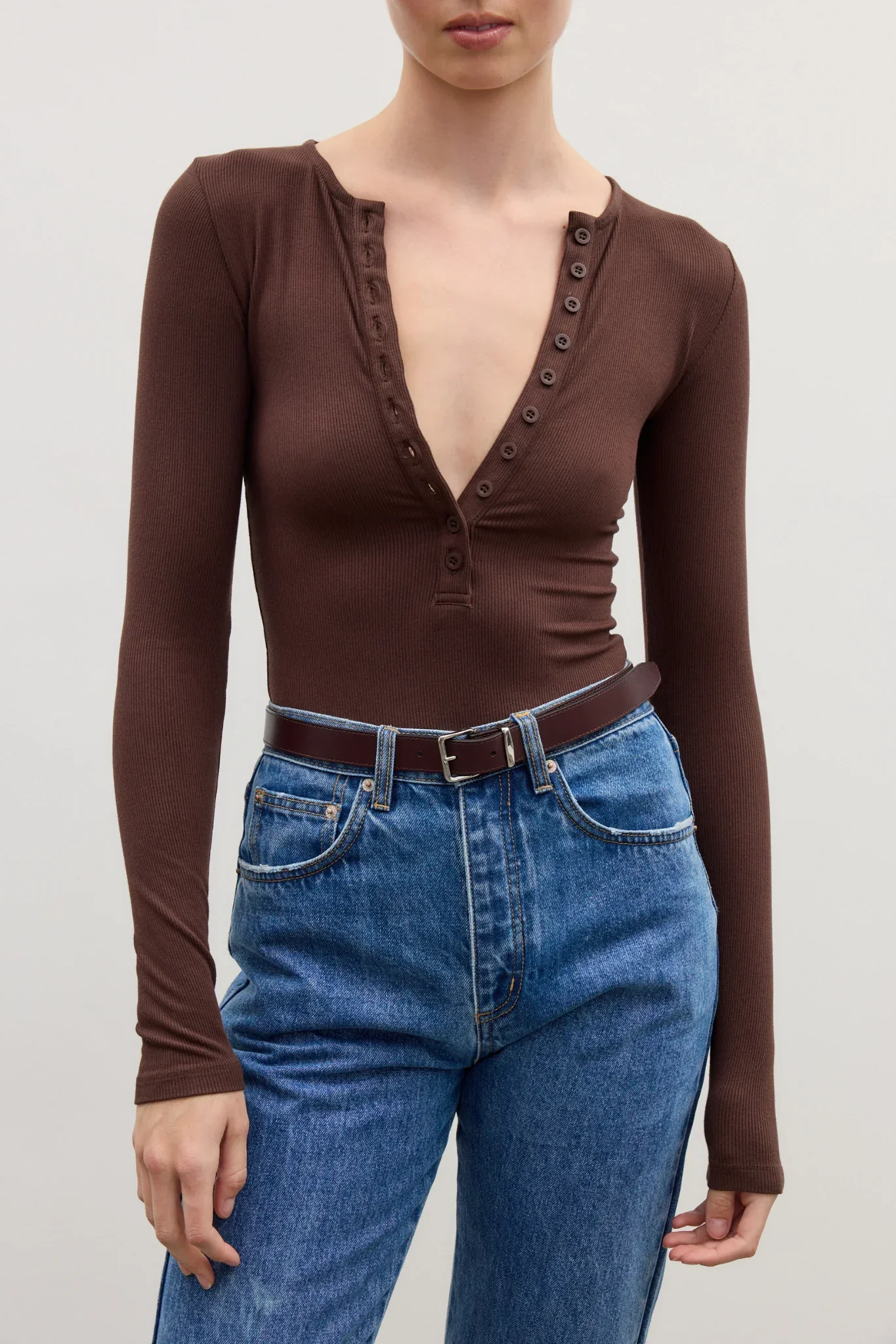 BAYSE BRAND Womens Lara Bodysuit in Chocolate - Image 7