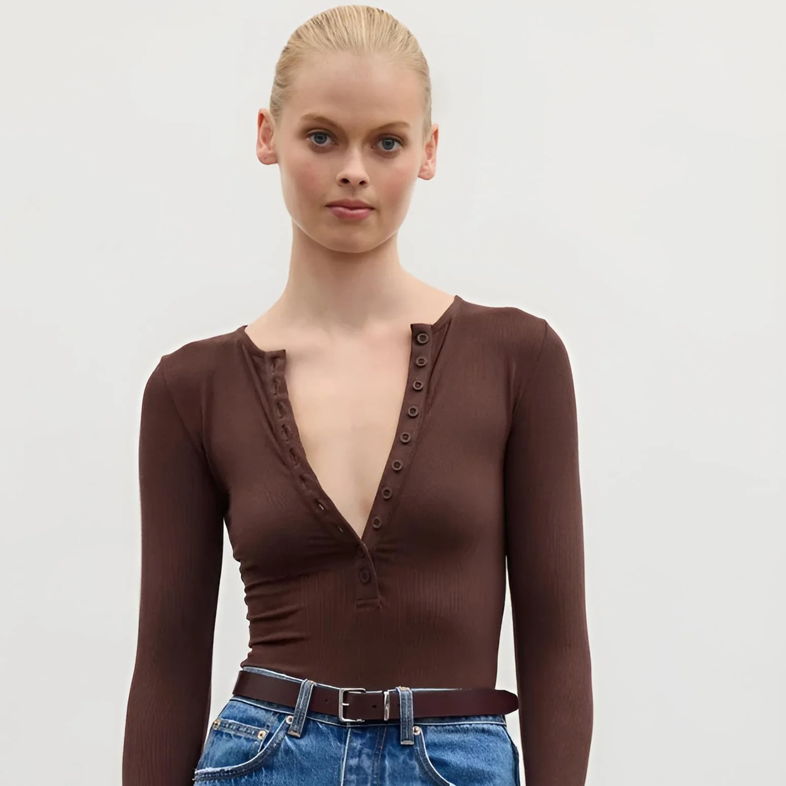 BAYSE BRAND Womens Lara Bodysuit in Chocolate - Image 8
