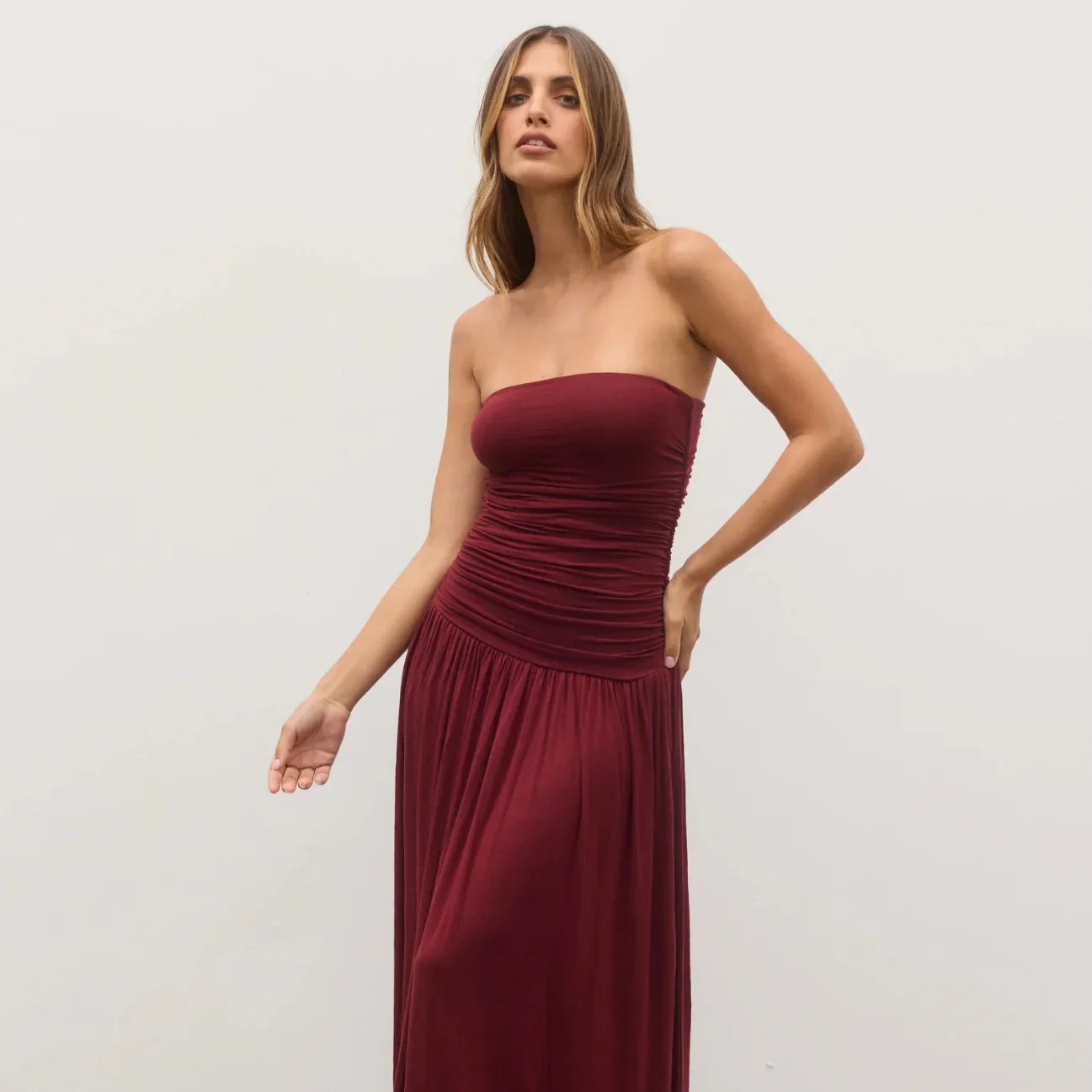 BAYSE BRAND Womens Leah Dress - Wine - Image 8