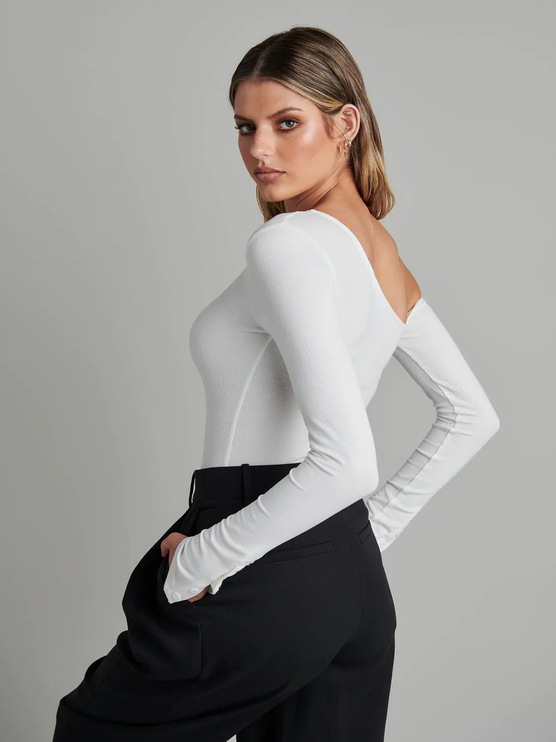 BAYSE BRAND Womens Maddison Bodysuit White - Image 3