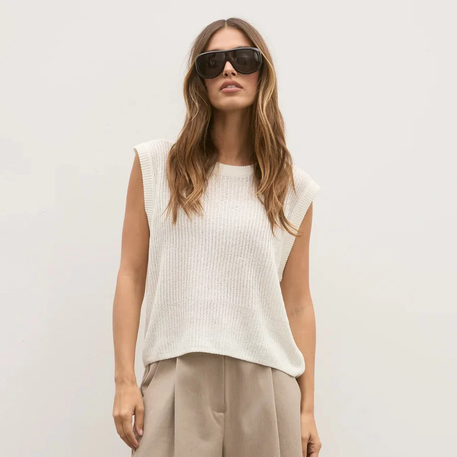 BAYSE BRAND Womens Margo Knit Vest in Ivory - Image 3