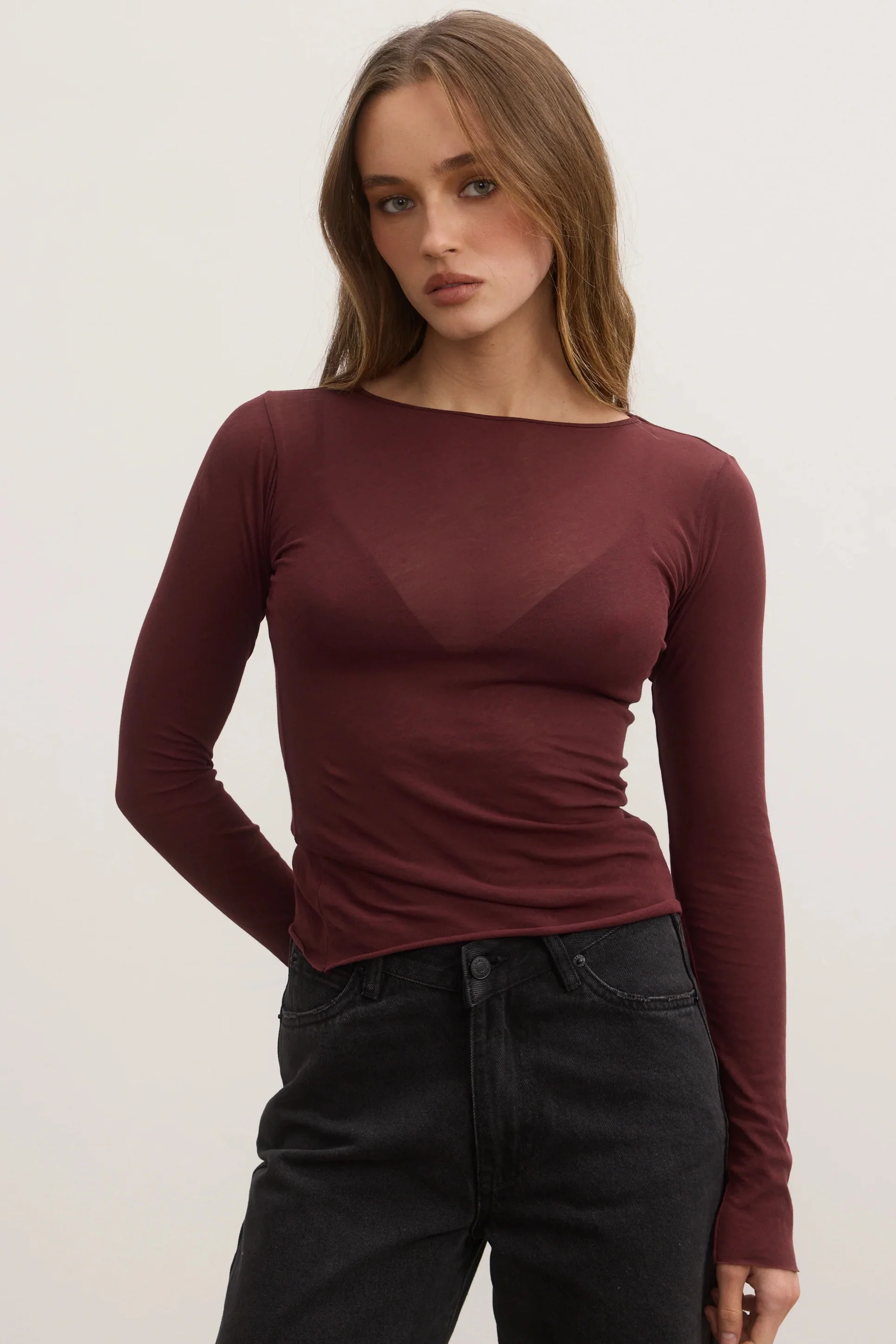 BAYSE BRAND Womens Zoe Top Plum
