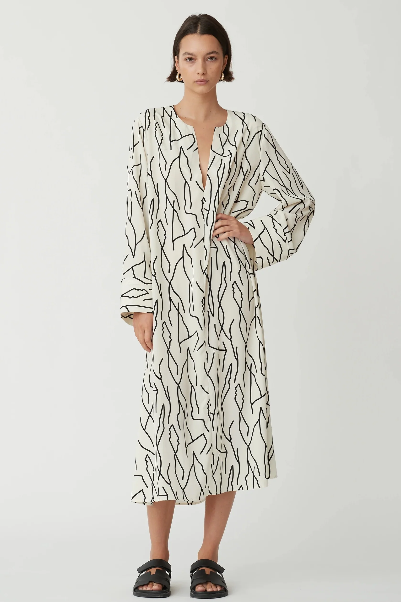 BLANCA Womens Chiara Print Dress Black & White