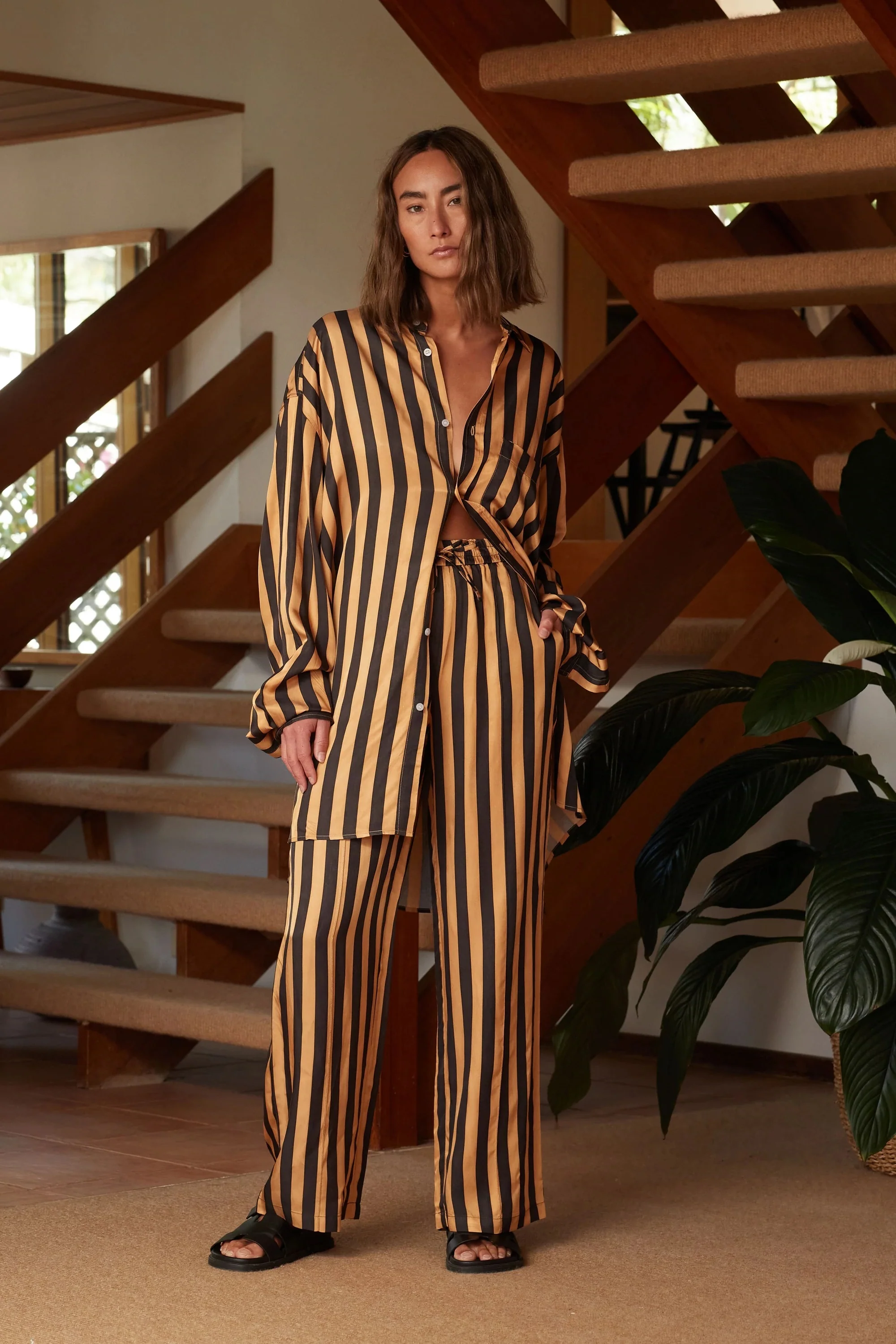 BLANCA Womens Jordan Pants Black & Gold Stripe - Image 5
