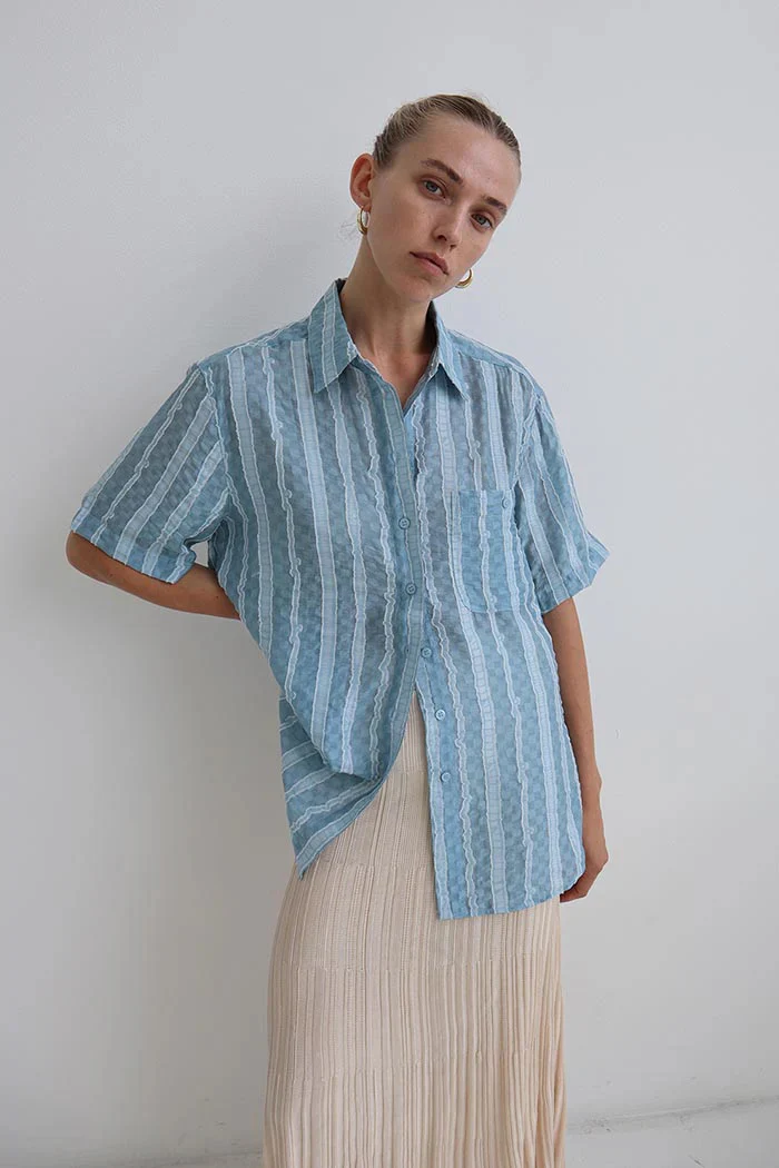 BLANCA Womens Micola Shortsleeve Shirt - Blue - Image 4