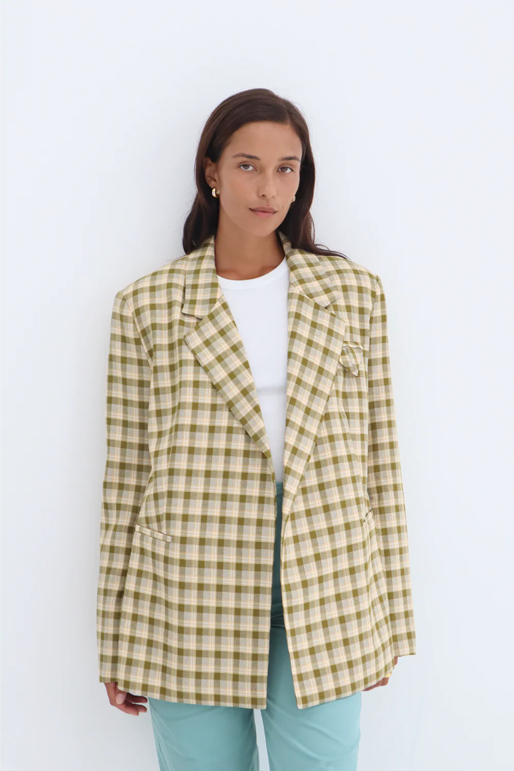 BLANCA Womens Samantha Blazer Green/Yellow Check - Image 3