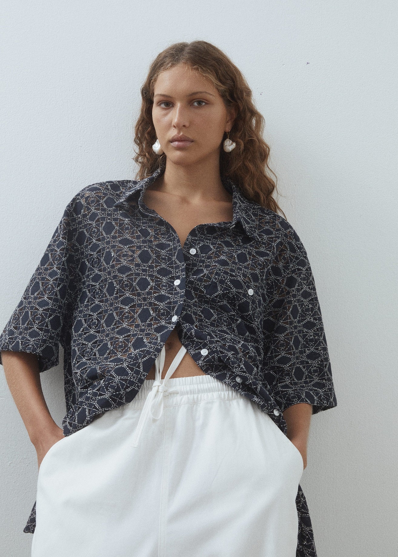 BLANCA Womens Saskia Shirt Navy - Image 4
