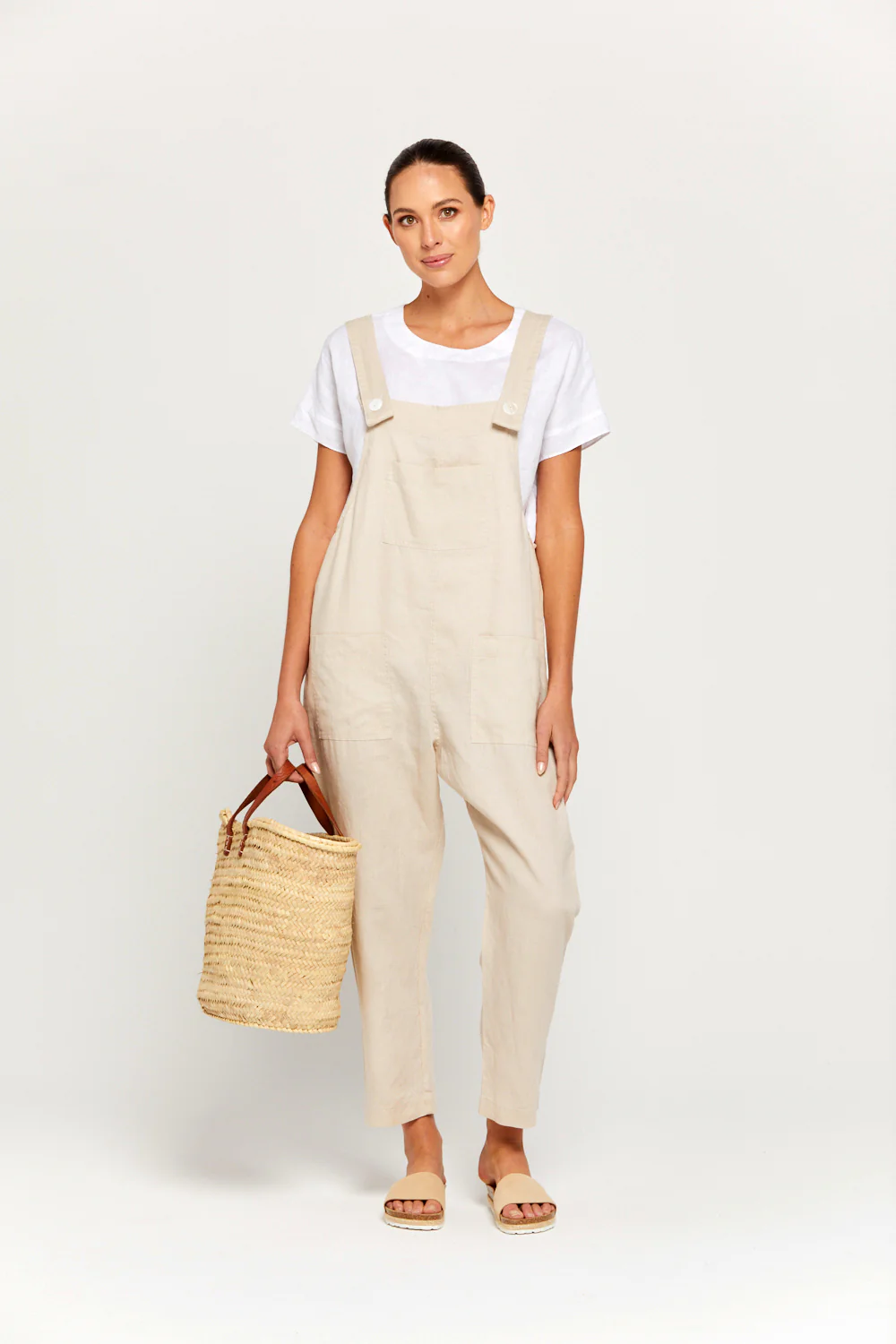 BY RIDLEY Womens Ezra Linen Jumpsuit - Ecru - Image 3
