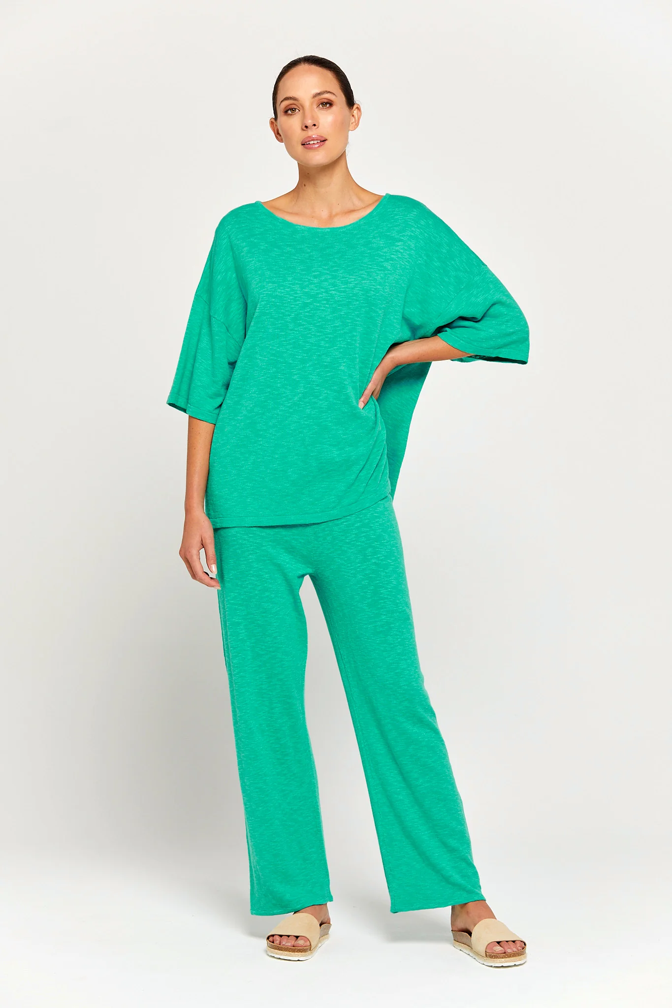 BY RIDLEY Womens Savannah Linen Top - Emerald - Image 4