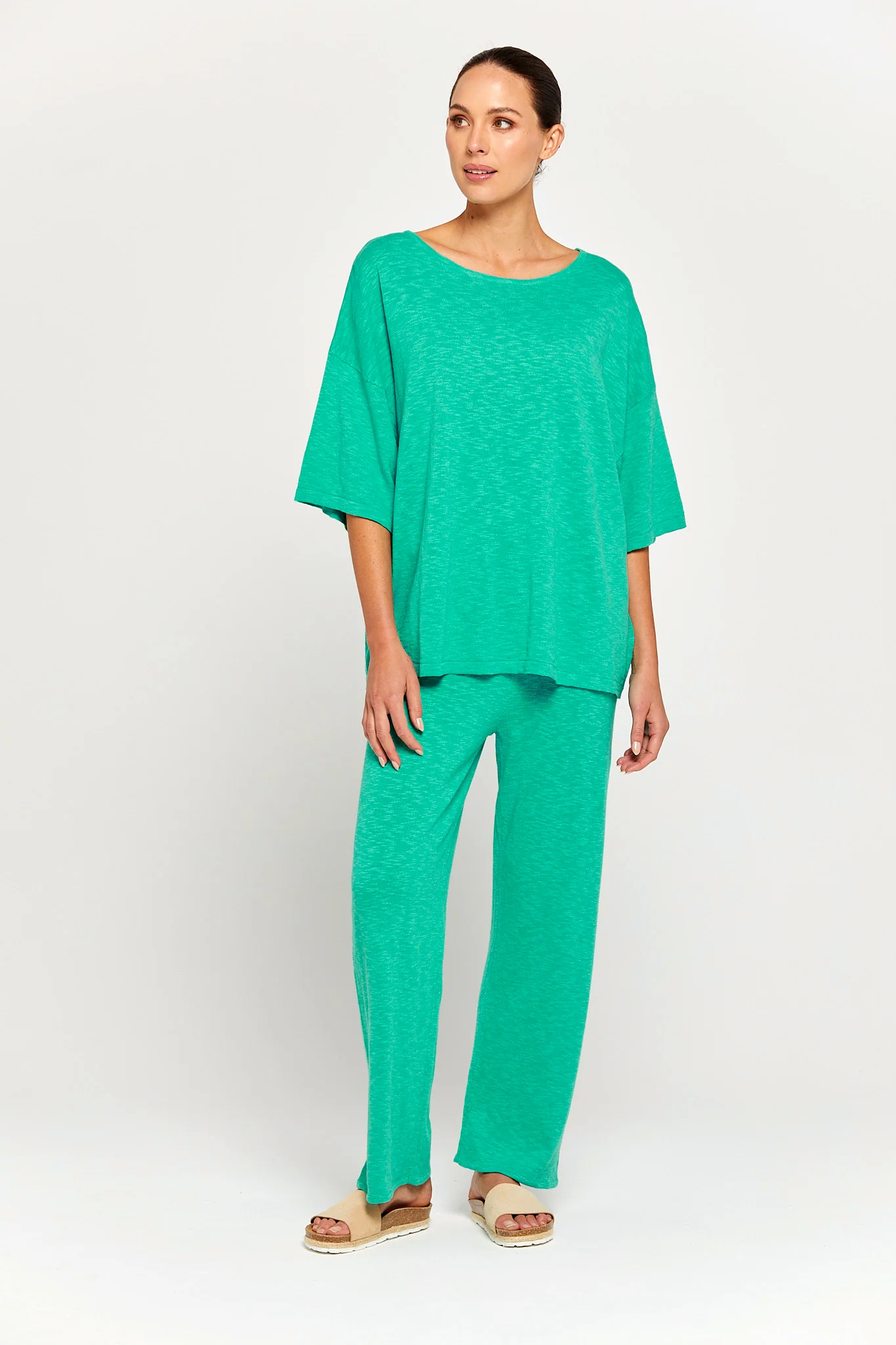 BY RIDLEY Womens Savannah Linen Top - Emerald - Image 5
