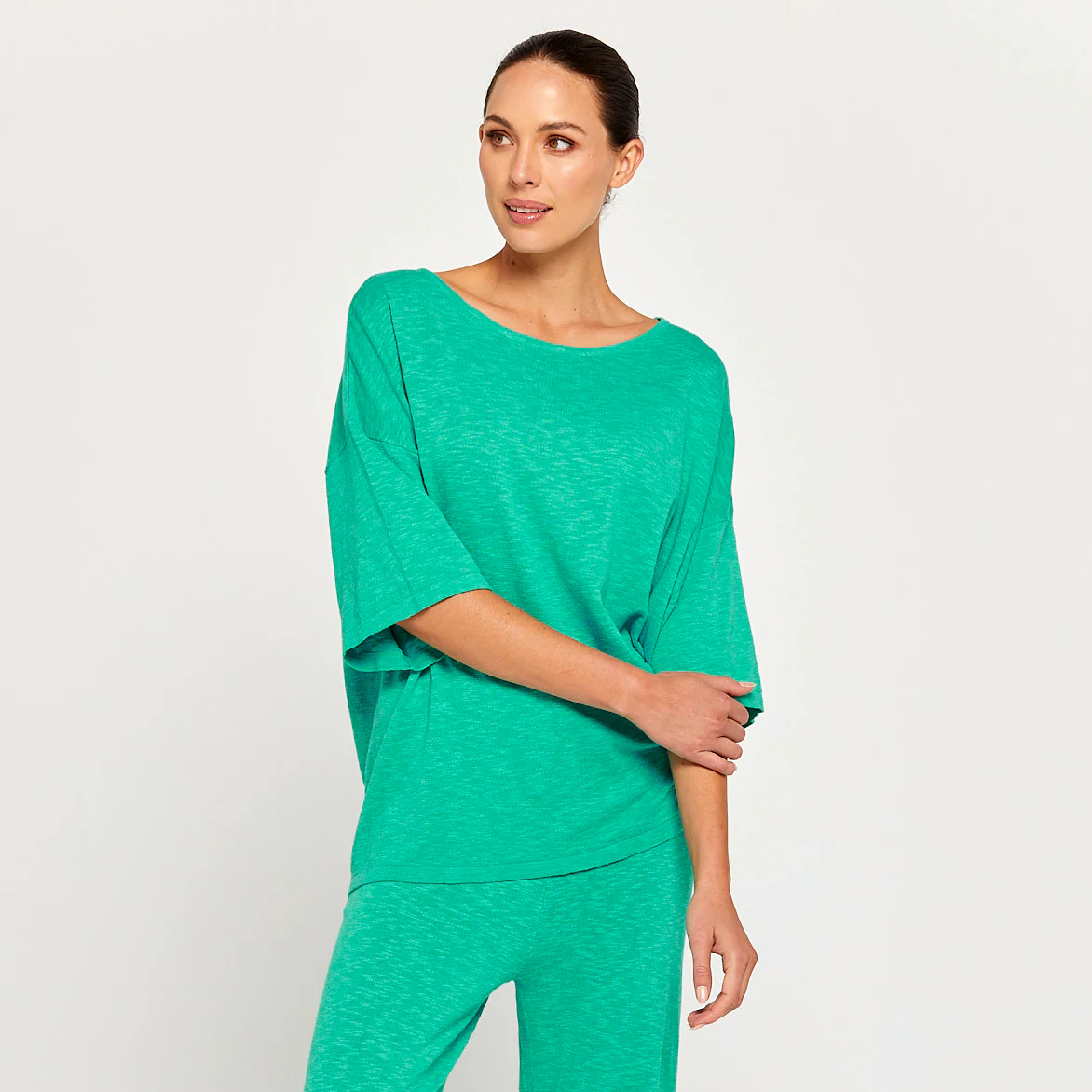 BY RIDLEY Womens Savannah Linen Top - Emerald - Image 7