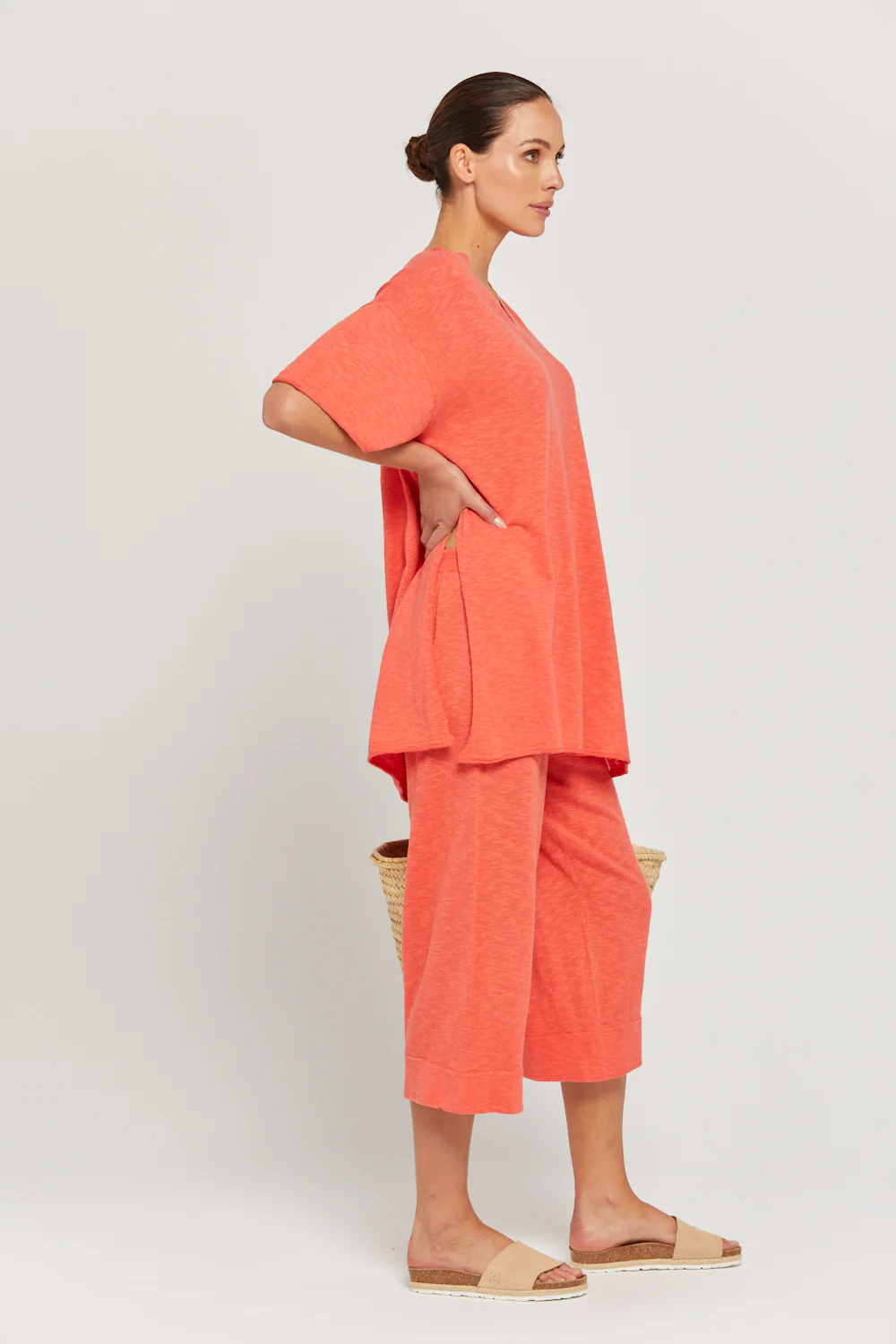 BY RIDLEY Womens Teresa Linen Top - Coral - Image 6