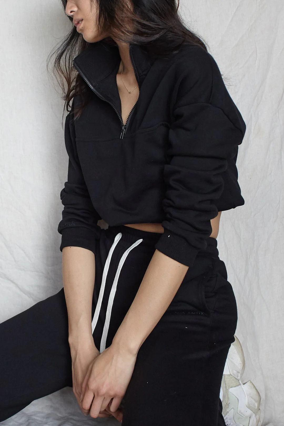 Casa Amuk WOMENS 1/4 ZIP JUMPER - BLACK - Image 6