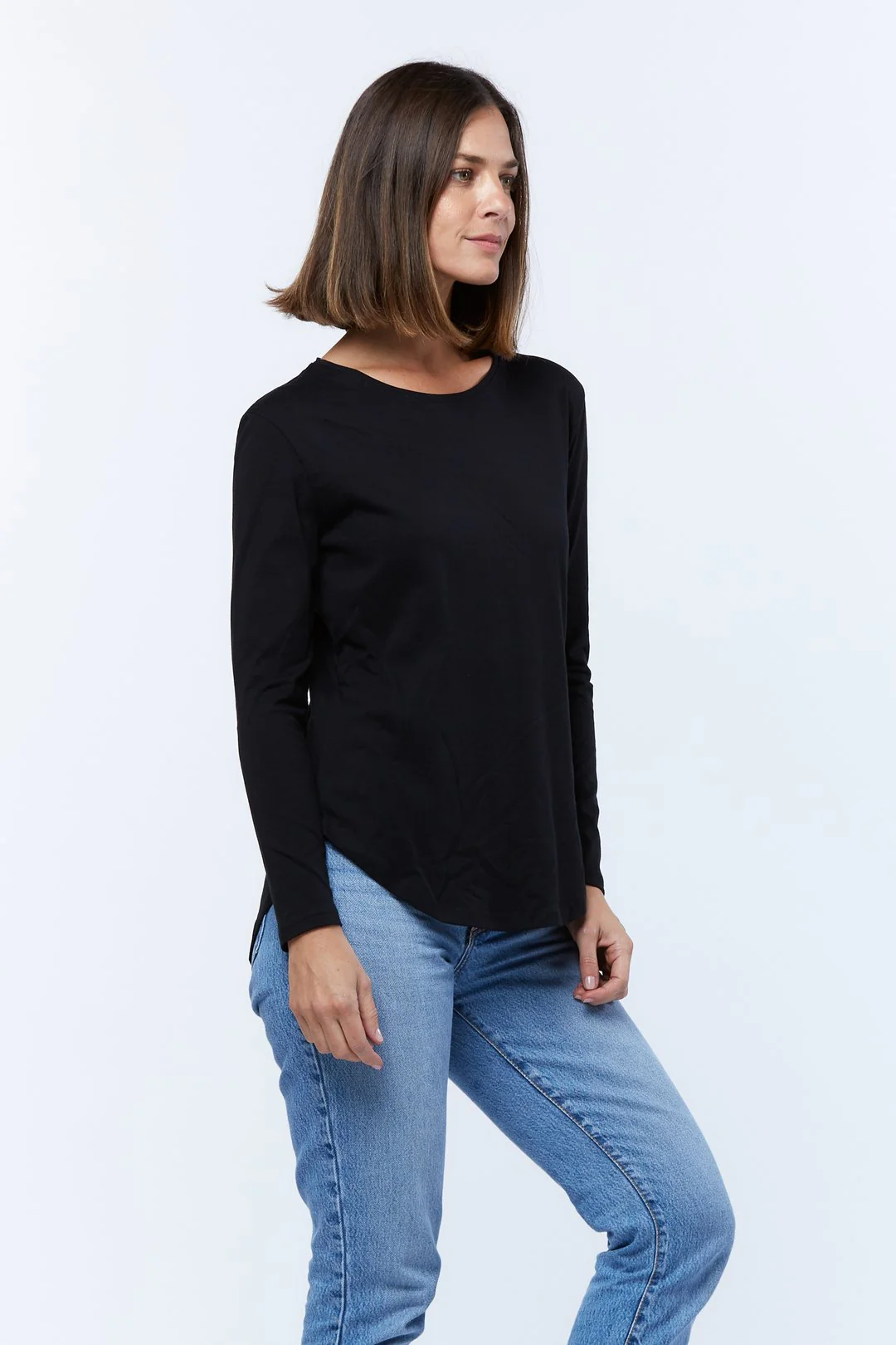Casa Amuk WOMENS LONG SLEEVE SADDLE HEM TEE BLACK - Image 3