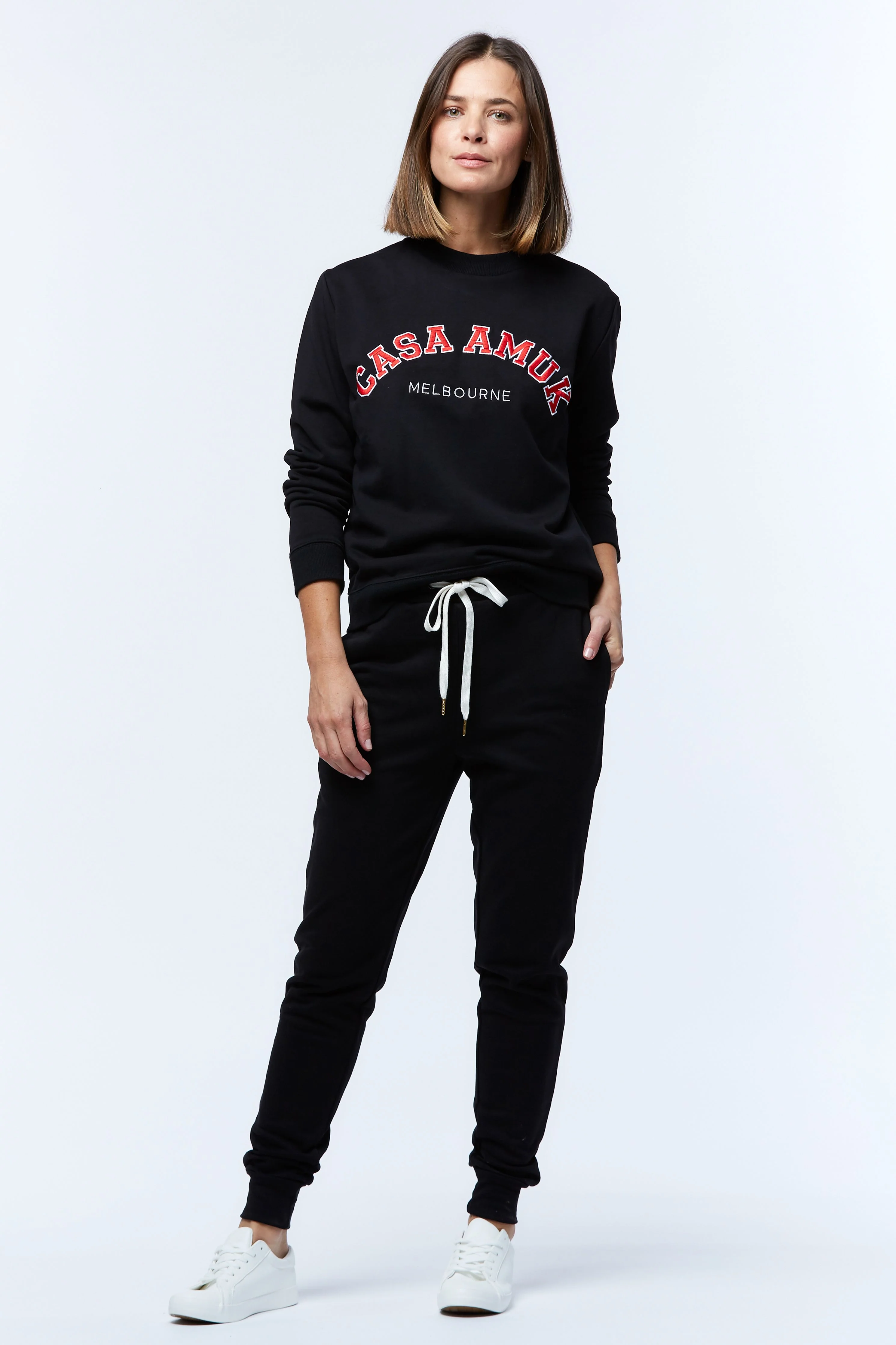 Casa Amuk WOMENS VARSITY SWEATER - BLACK/CHILLI - Image 5