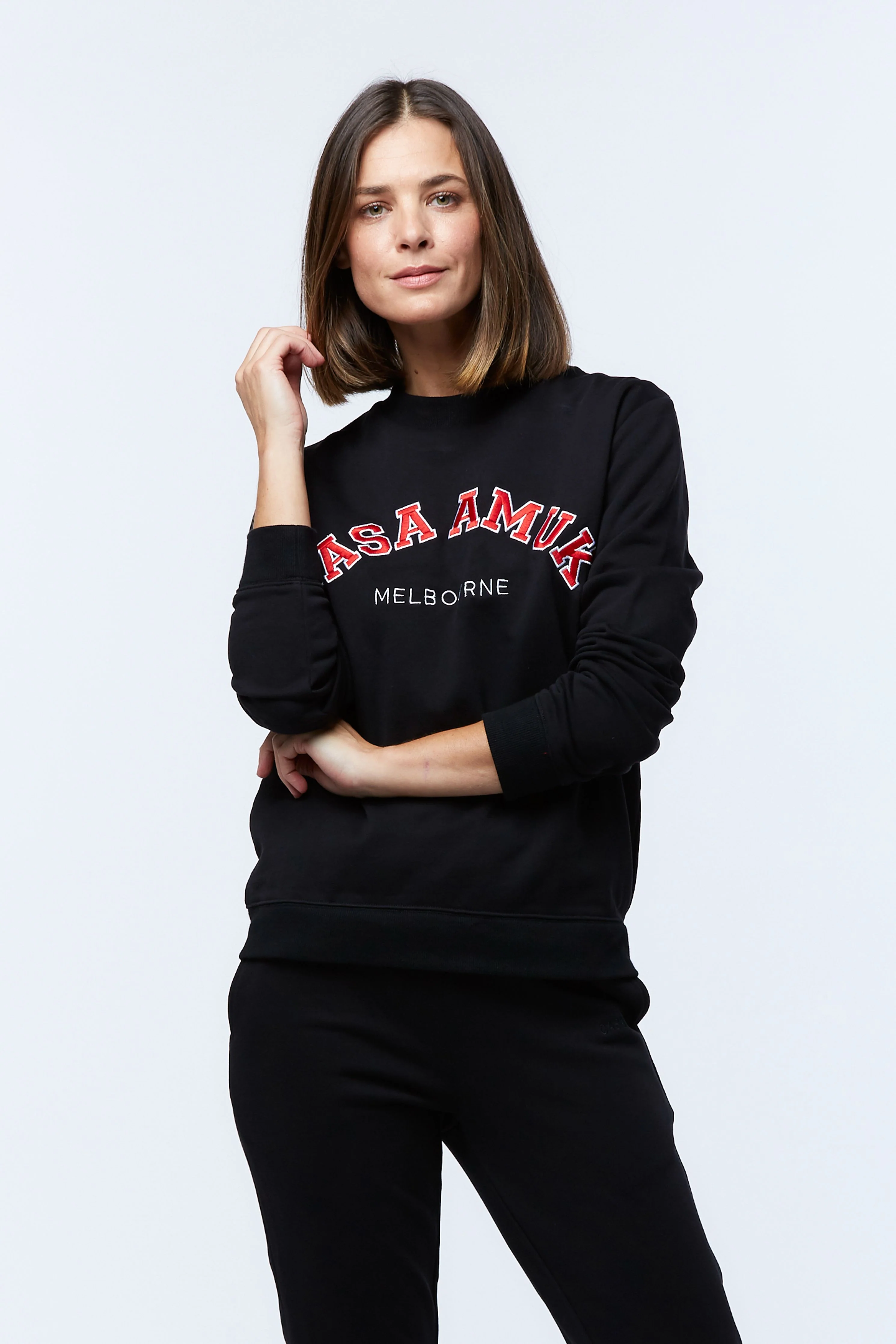 Casa Amuk WOMENS VARSITY SWEATER - BLACK/CHILLI - Image 6