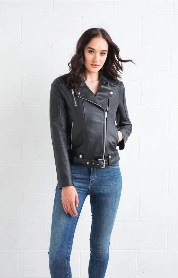 Dea The Label WOMENS  REVENGE LEATHER BIKER JACKET - Image 3