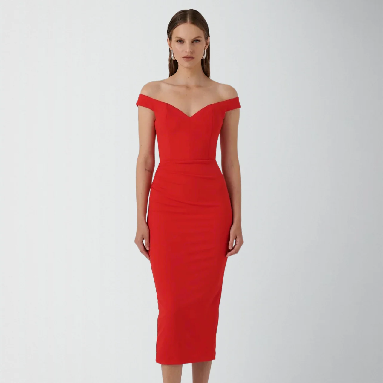 EFFIE KATS Womens AAMI Midi Dress - Red - Image 6