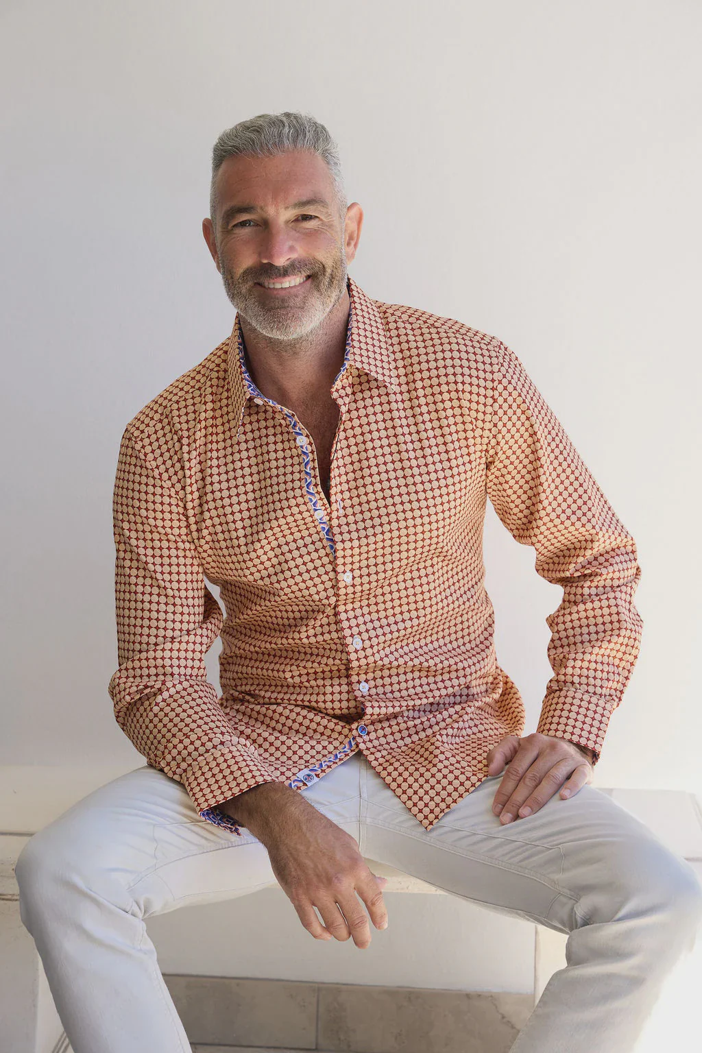 ENGLISH LAUNDRY Mens Hull Long Sleeve Shirt in Brick