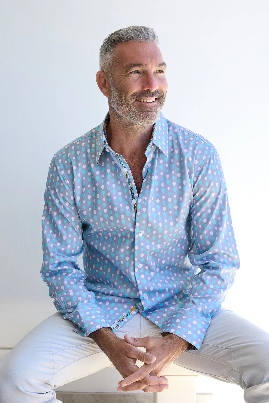 ENGLISH LAUNDRY Mens Norwich Long Sleeve Shirt in Mist - Image 2
