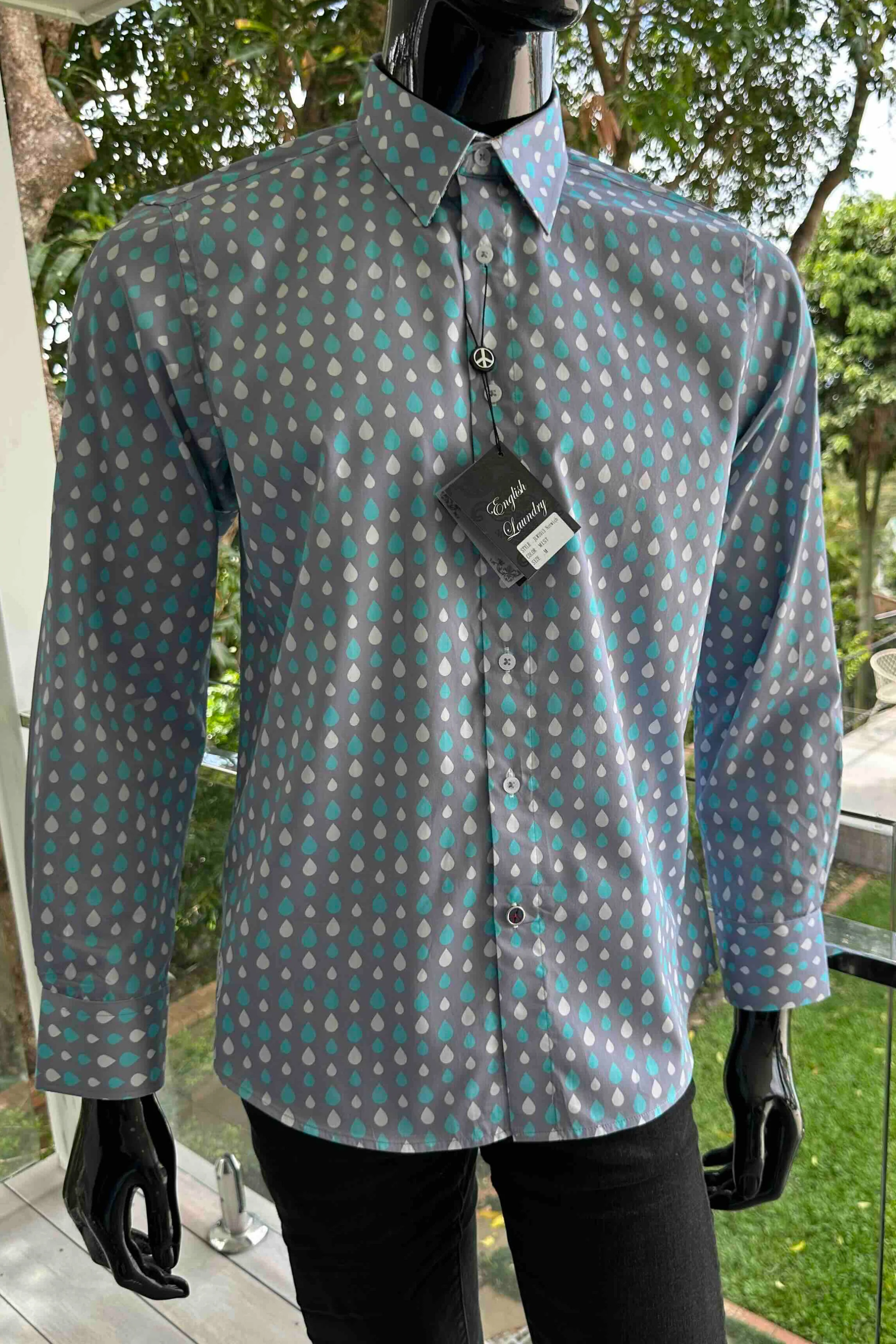 ENGLISH LAUNDRY Mens Norwich Long Sleeve Shirt in Mist - Image 6