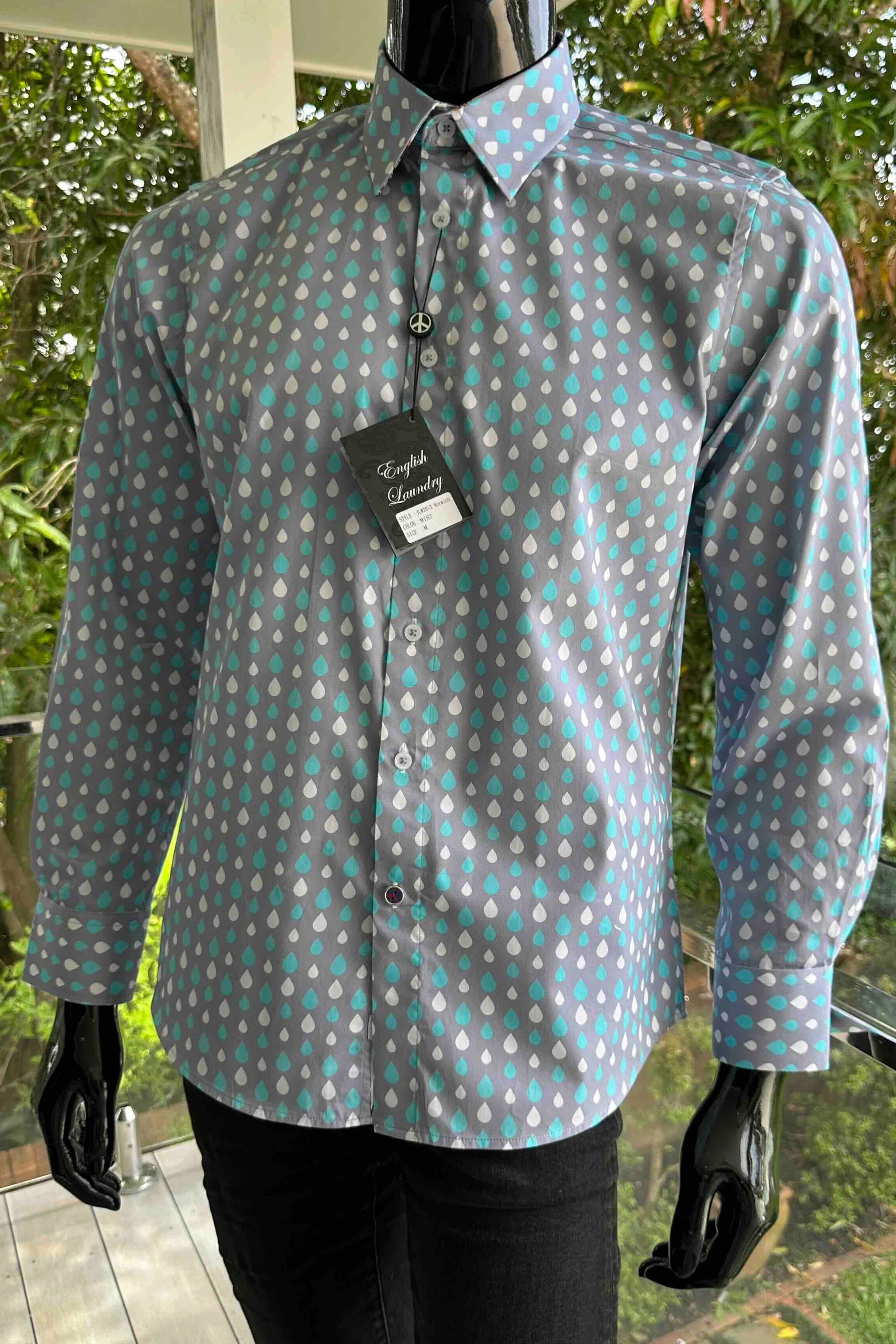 ENGLISH LAUNDRY Mens Norwich Long Sleeve Shirt in Mist - Image 7