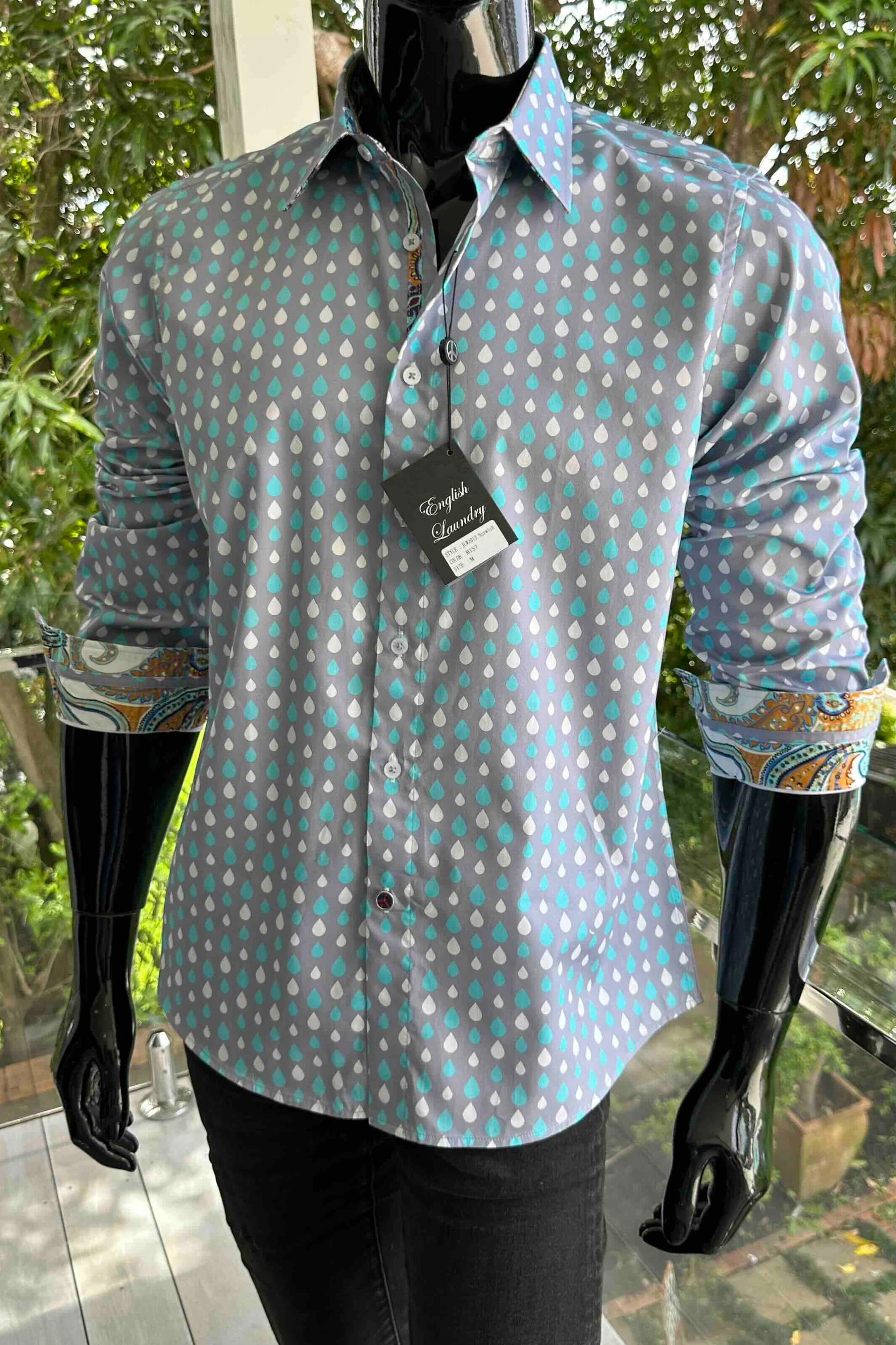 ENGLISH LAUNDRY Mens Norwich Long Sleeve Shirt in Mist - Image 8