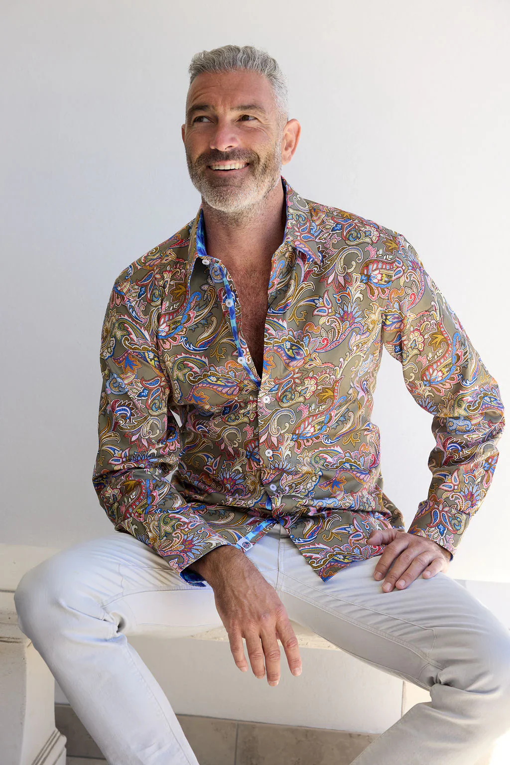 ENGLISH LAUNDRY Mens Villa Long Sleeve Shirt in Jungle Paisley - Image 2