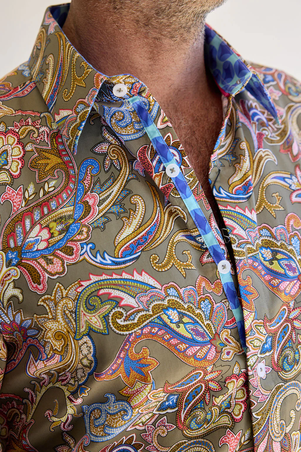 ENGLISH LAUNDRY Mens Villa Long Sleeve Shirt in Jungle Paisley - Image 3