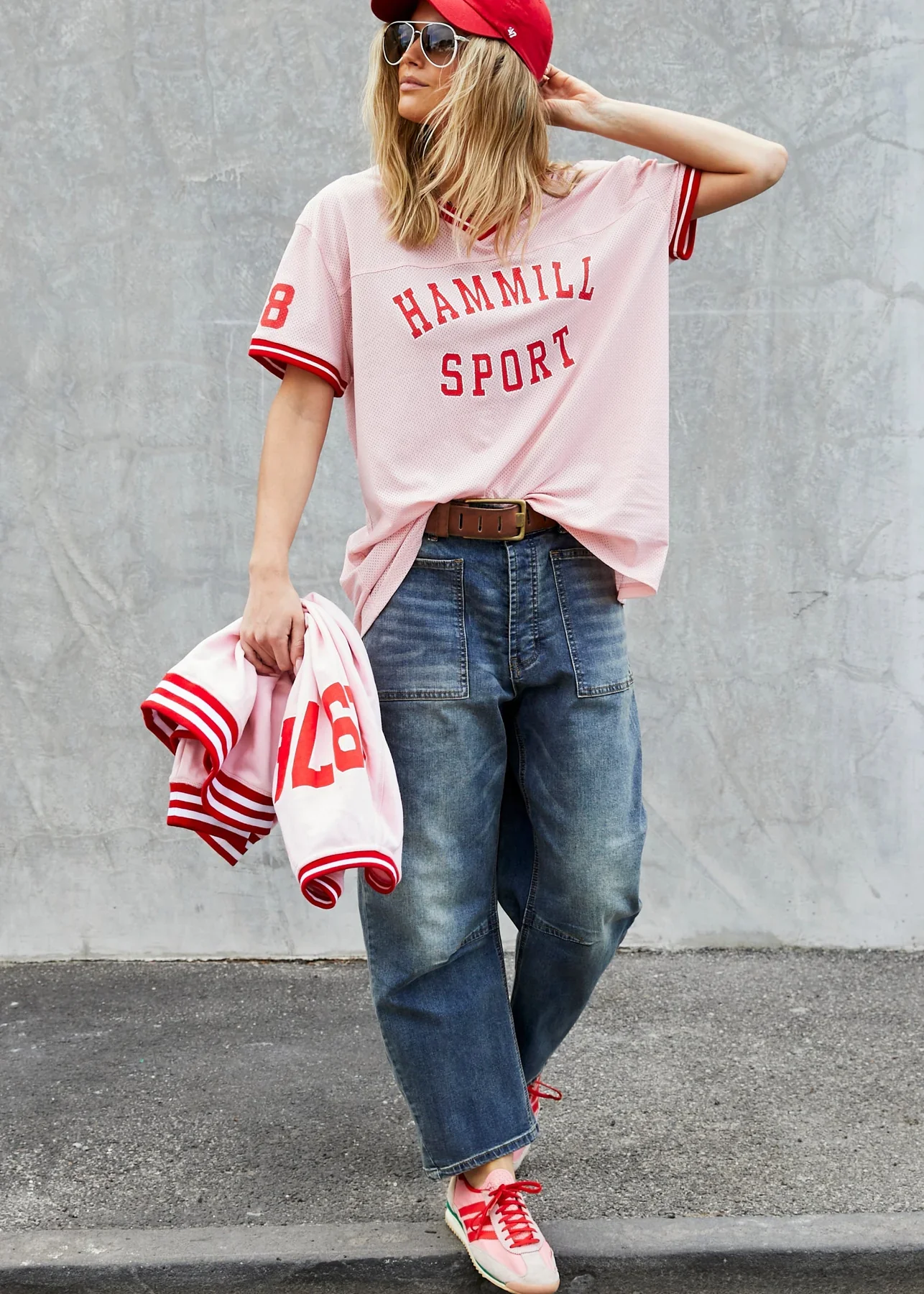 HAMMILL & Co Womens 74 Retro Mesh Tee in Pink - Image 6